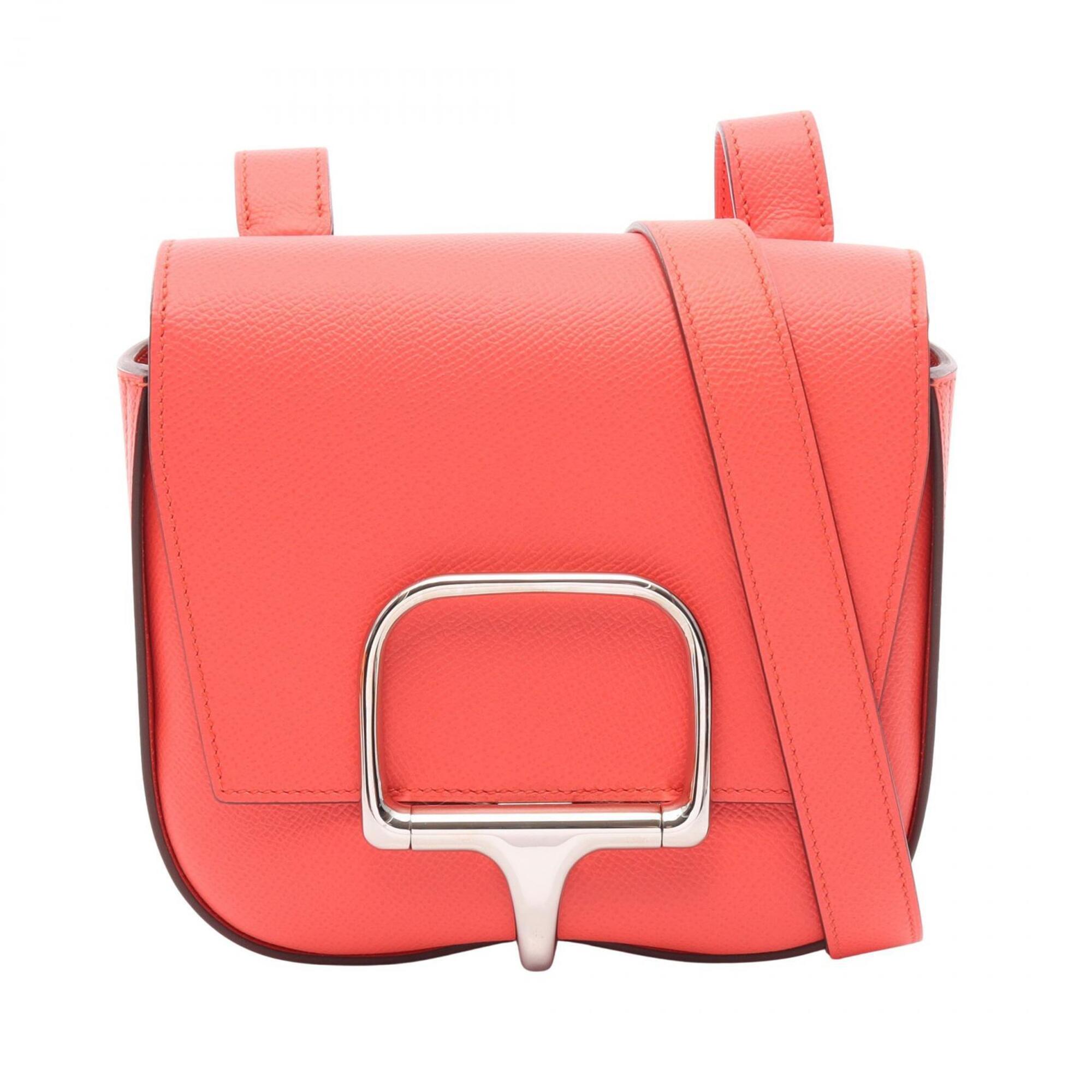 Hermes Red Color Rose Jaipur Epsom Leather Handbag Shoulder Bag (Pre-Owned)