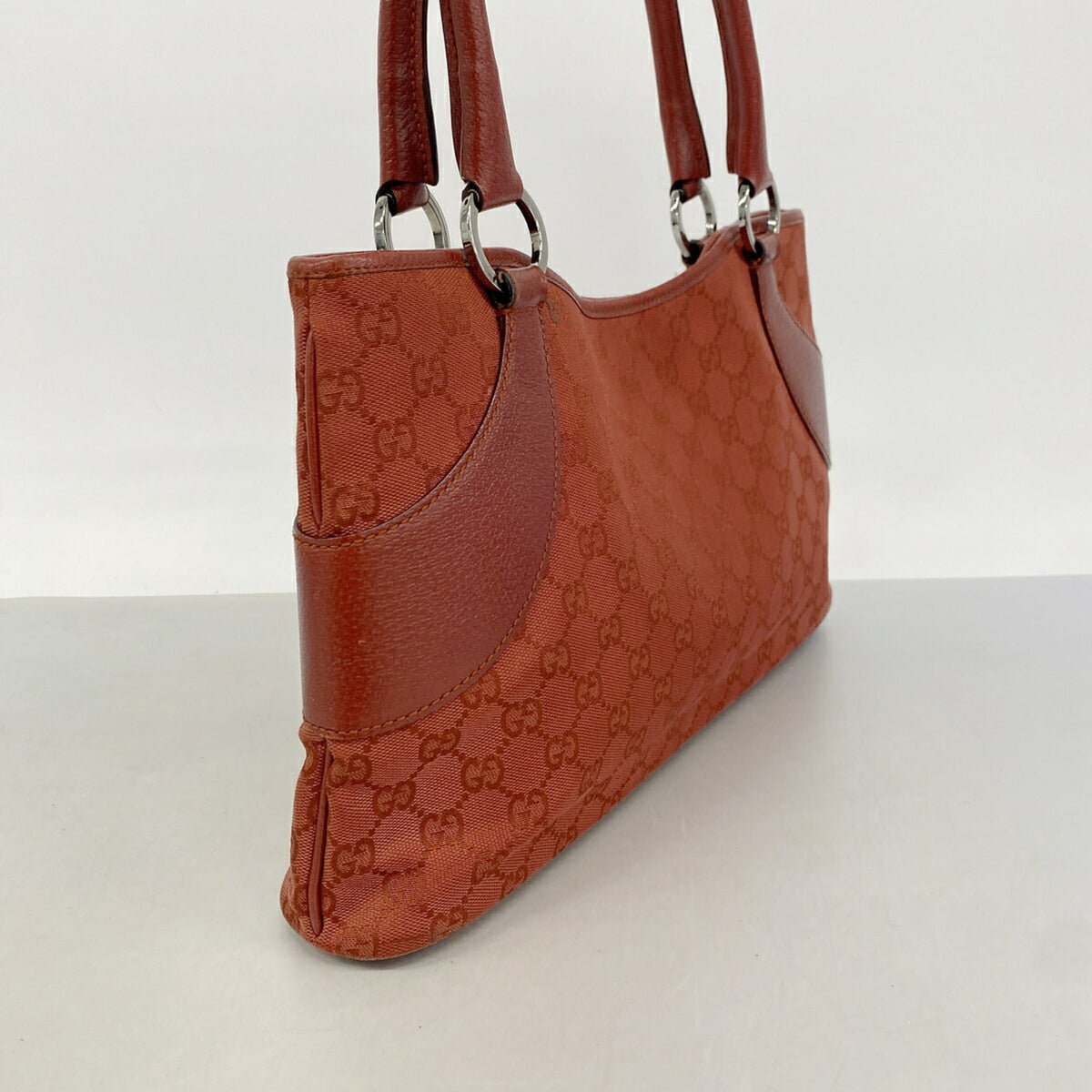 Gucci Red Color Canvas Tote Bag (Pre-Owned)