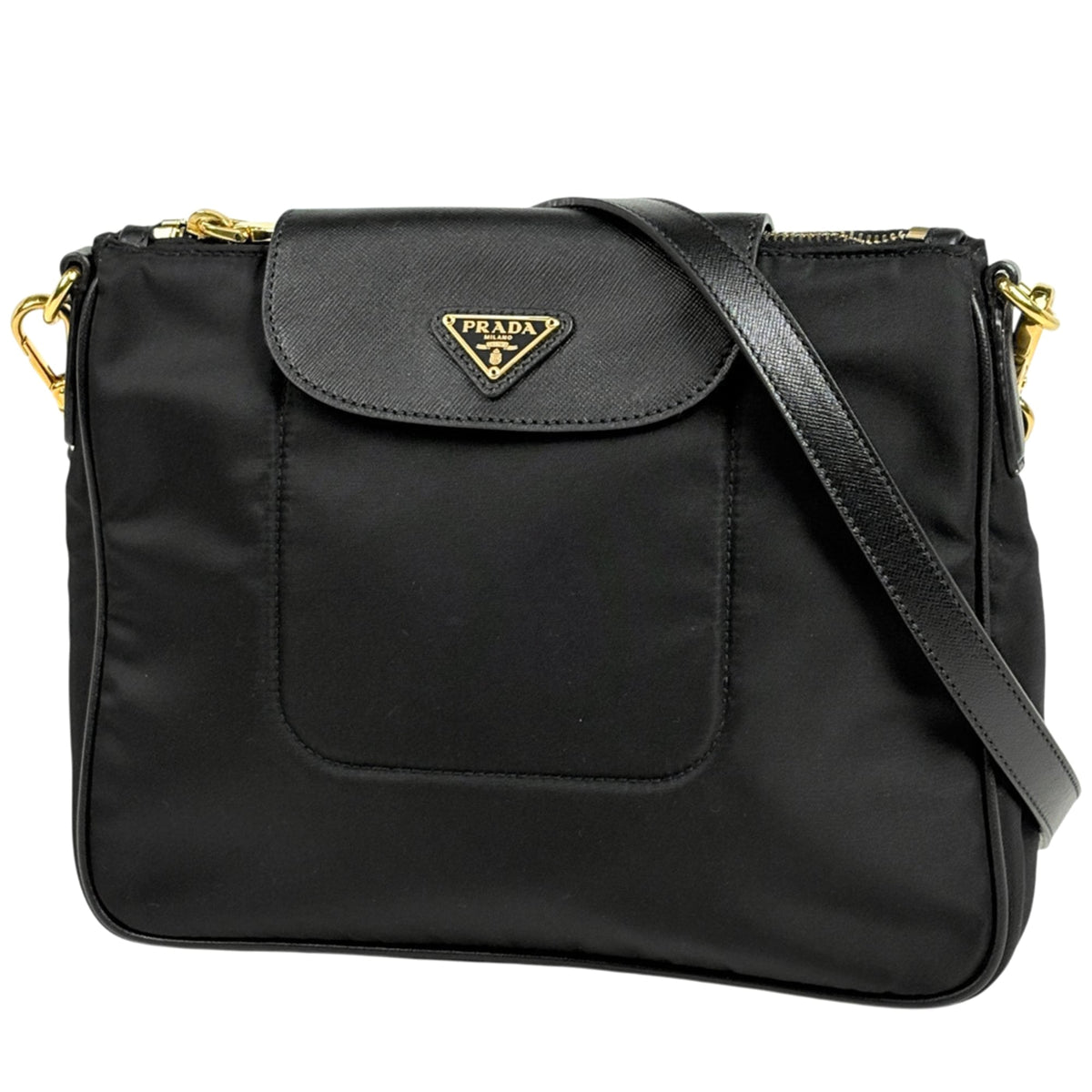 Prada Black Nylon Leather Shoulder Bag (Pre-Owned)