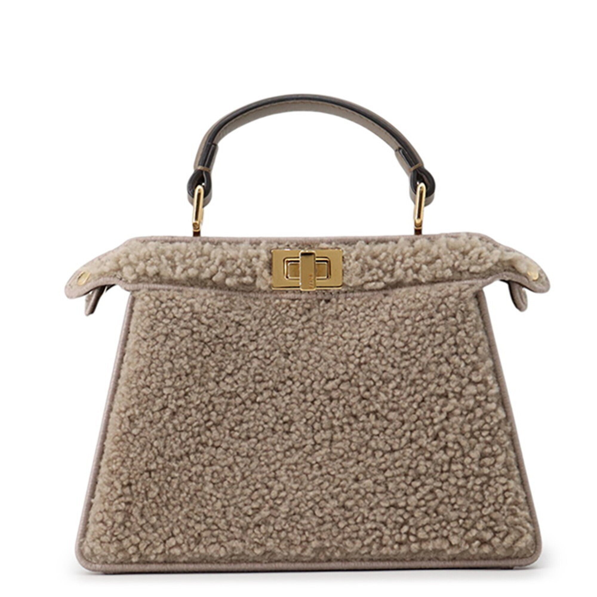 Fendi Peekaboo Gray Leather Handbag (Pre-Owned)