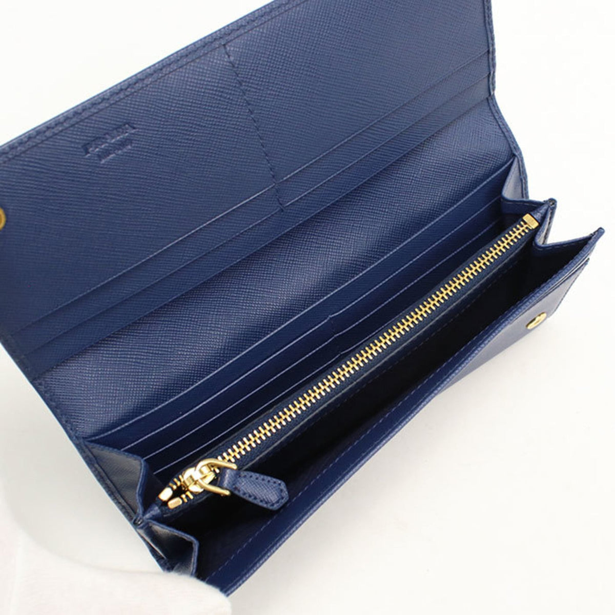 Prada Blue Leather Long Wallet (Bi-Fold) (Pre-Owned)
