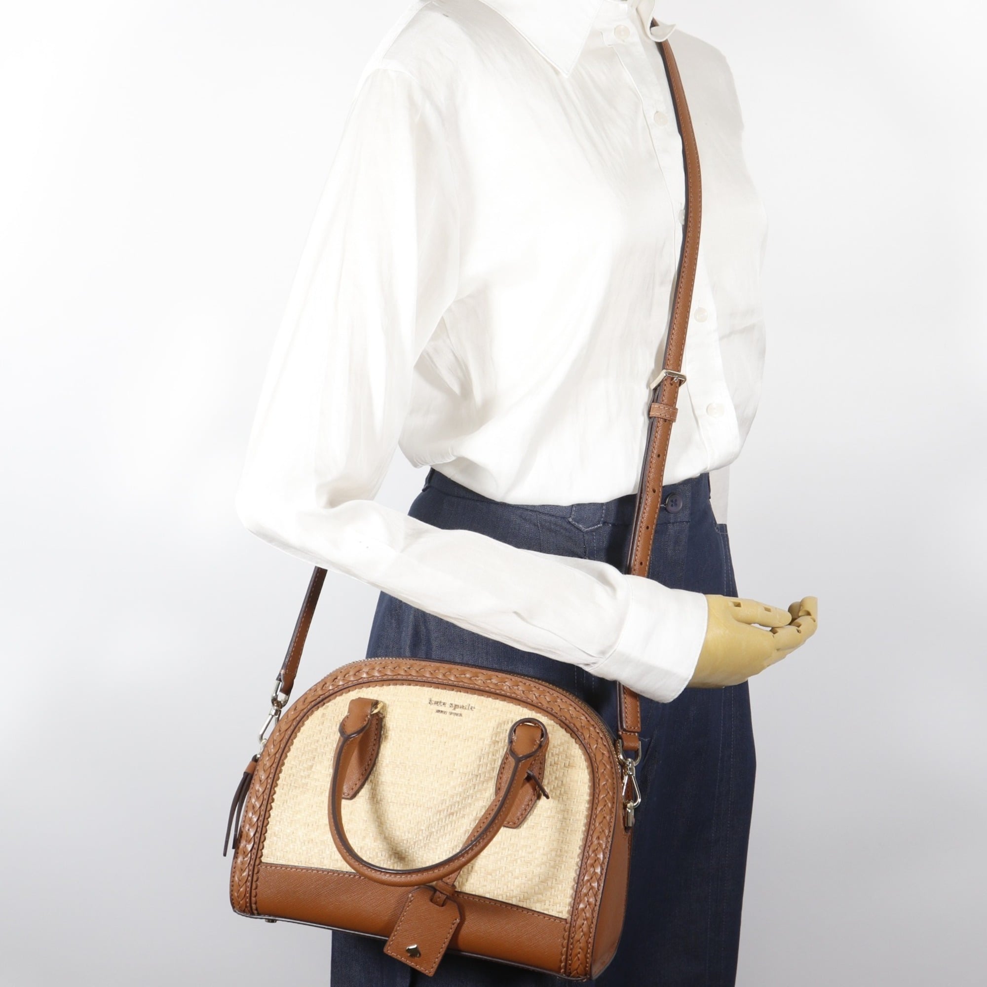 Kate Spade Brown Straw Leather Handbag (Pre-Owned)