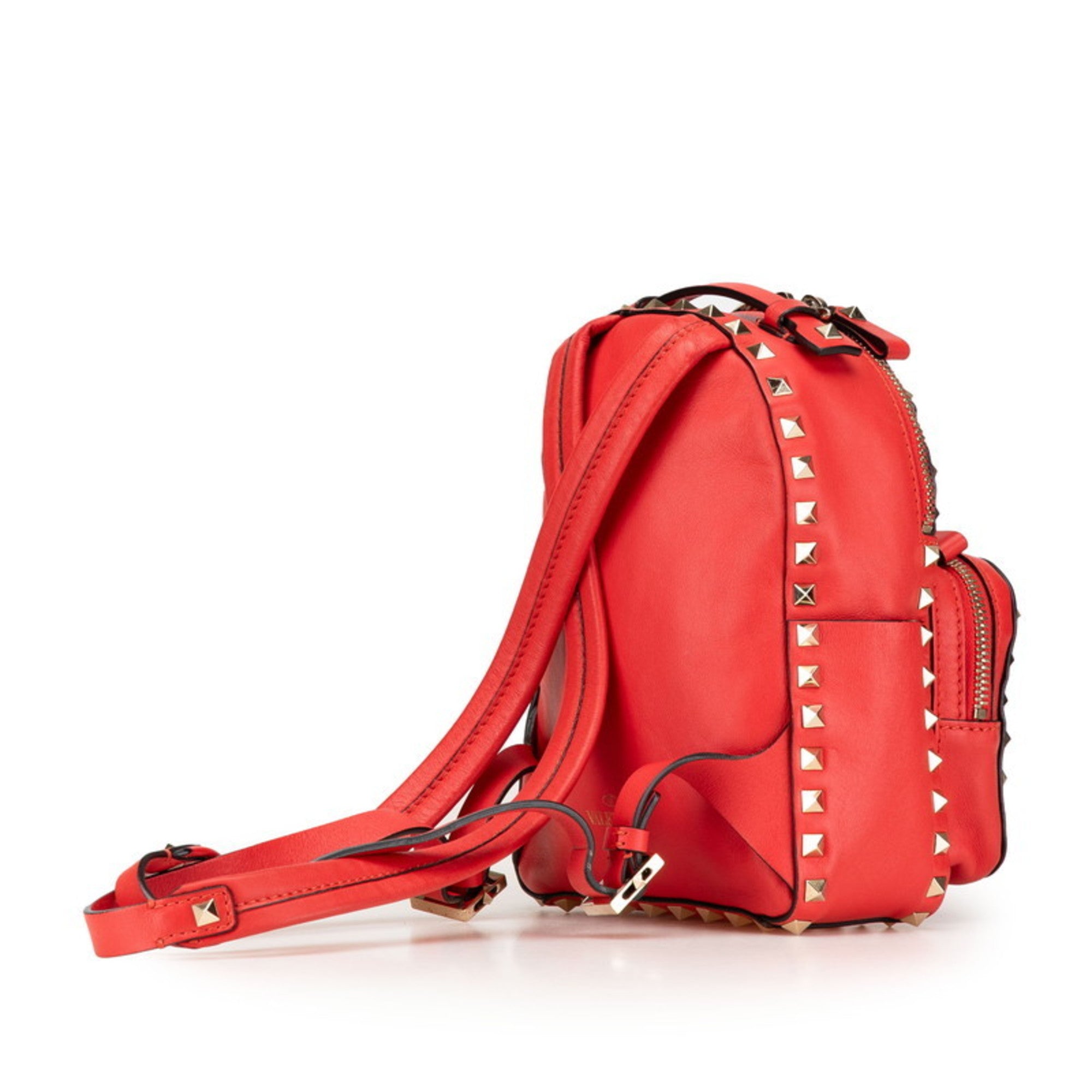 Valentino Red Color Leather Backpack (Pre-Owned)