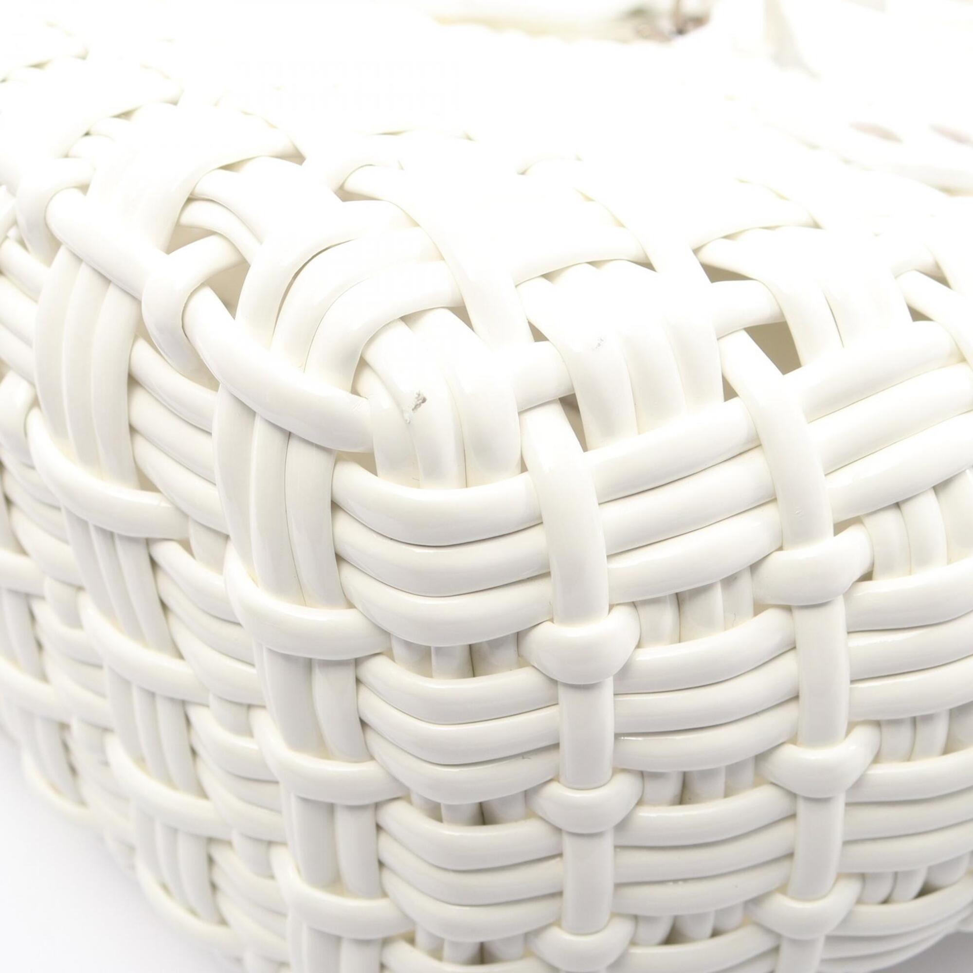 Balenciaga White Leather Basket Tote Bag (Pre-Owned)