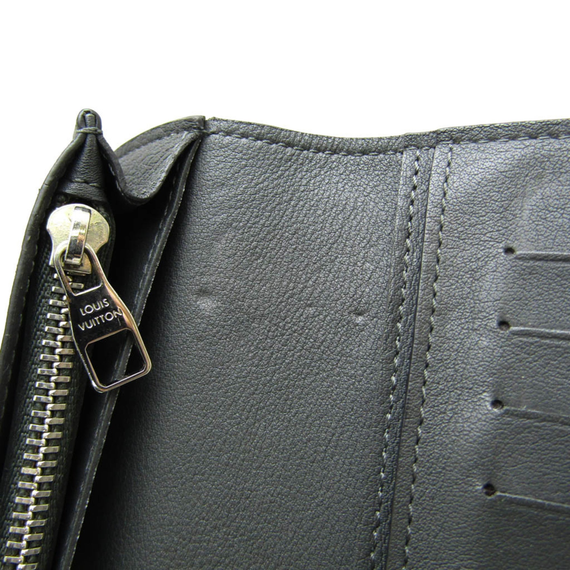 Louis Vuitton Taurillon Lv Charcoal Leather Long Wallet (Bi-Fold) (Pre-Owned)