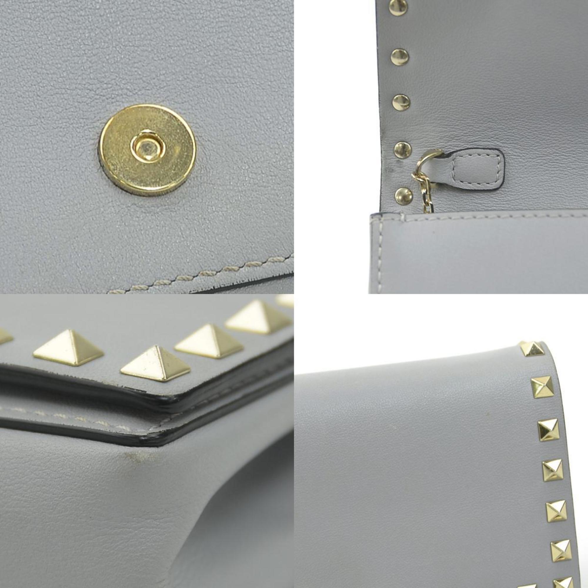 Valentino Garavani Light Gray Leather Shoulder Bag (Pre-Owned)