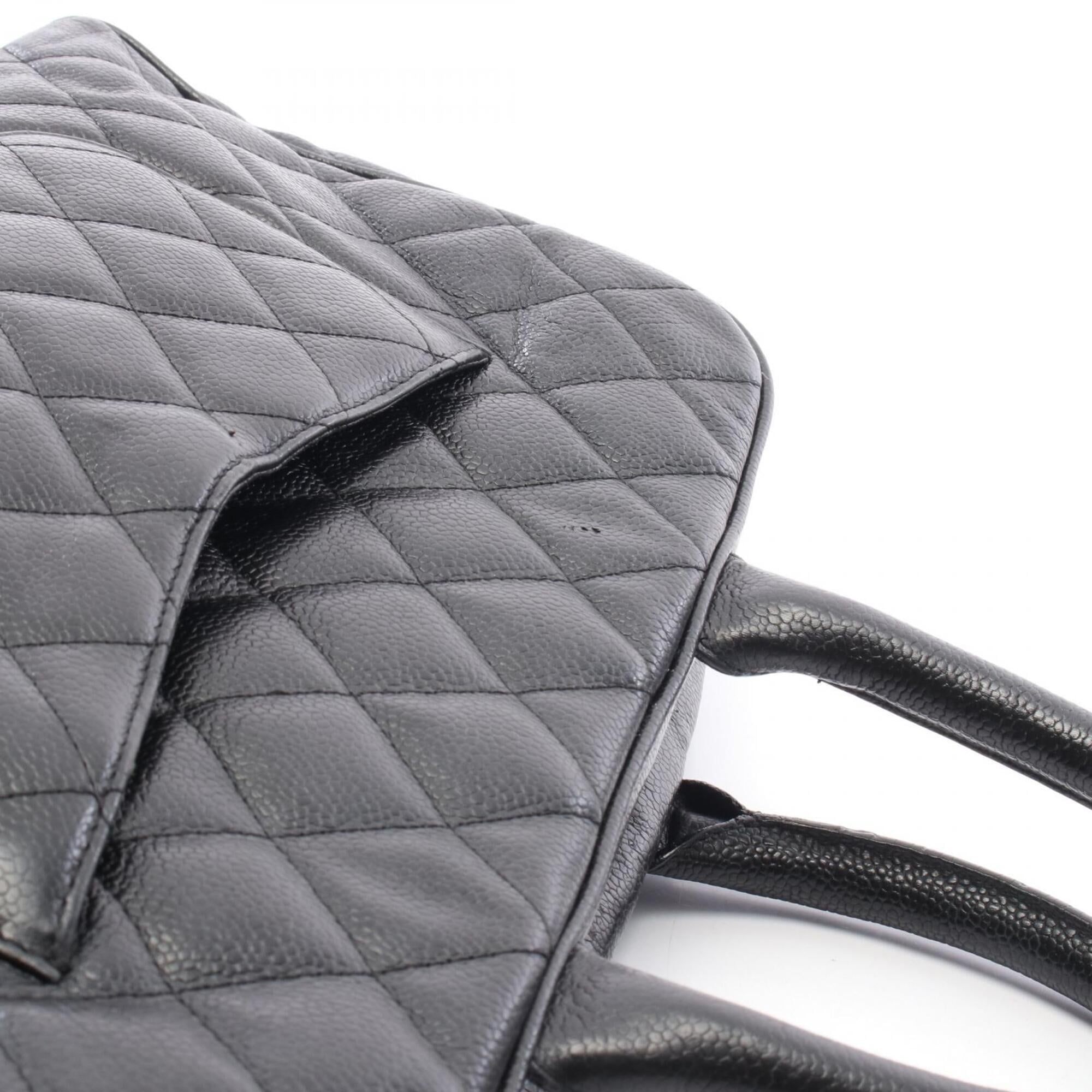 Chanel Black Grained Calfskin Boston Bag Handbag (Pre-Owned)