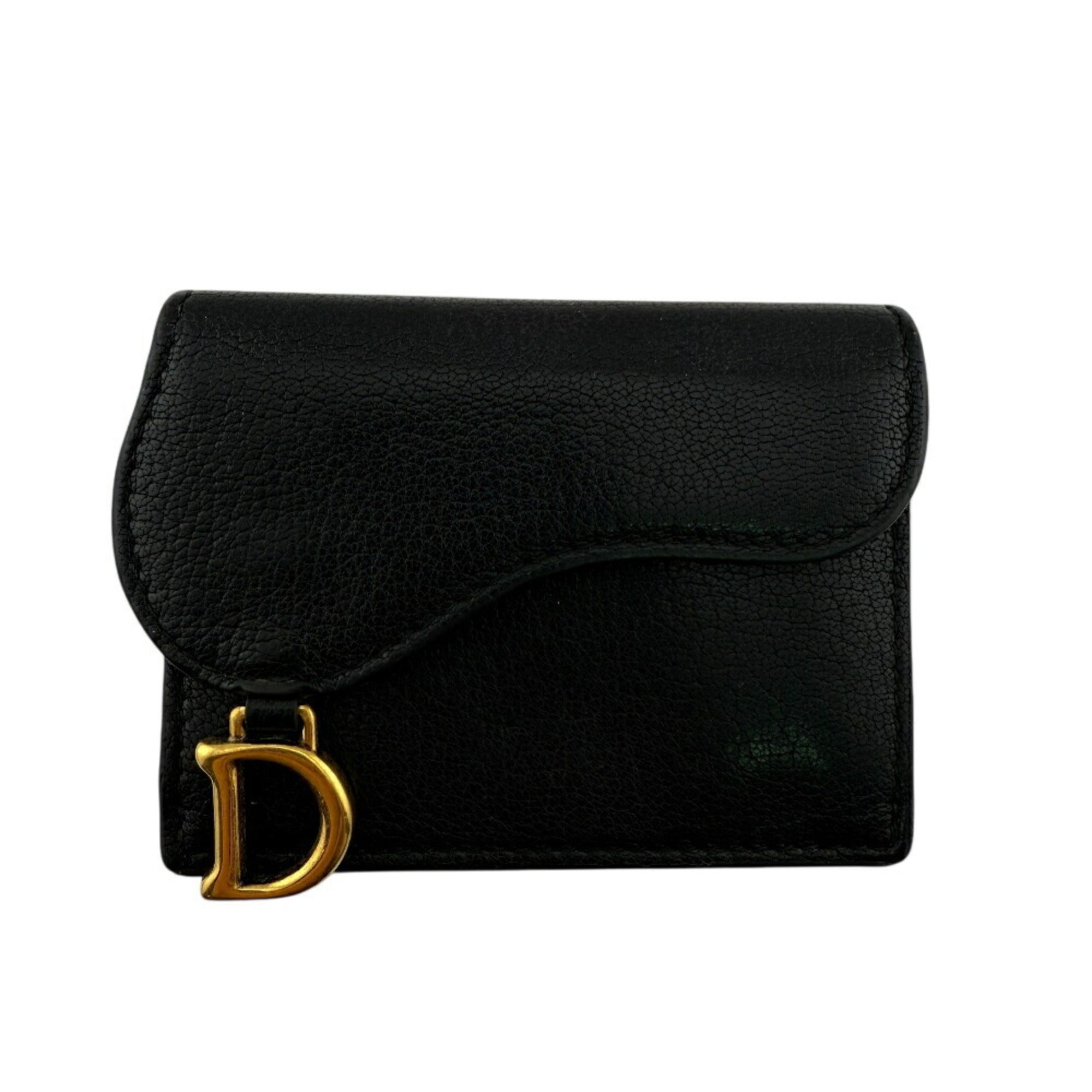 Christian Dior Black Leather Wallet (Tri-Fold) (Pre-Owned)