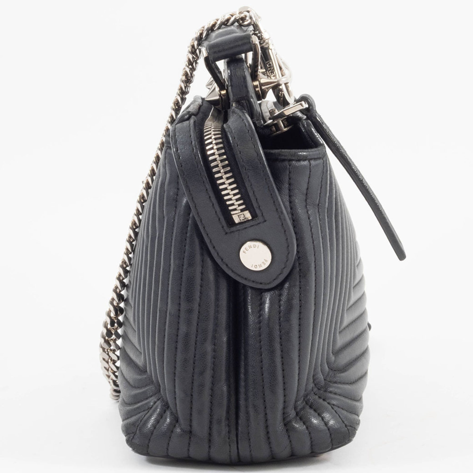 Fendi Dotcom Black Leather Shoulder Bag (Pre-Owned)