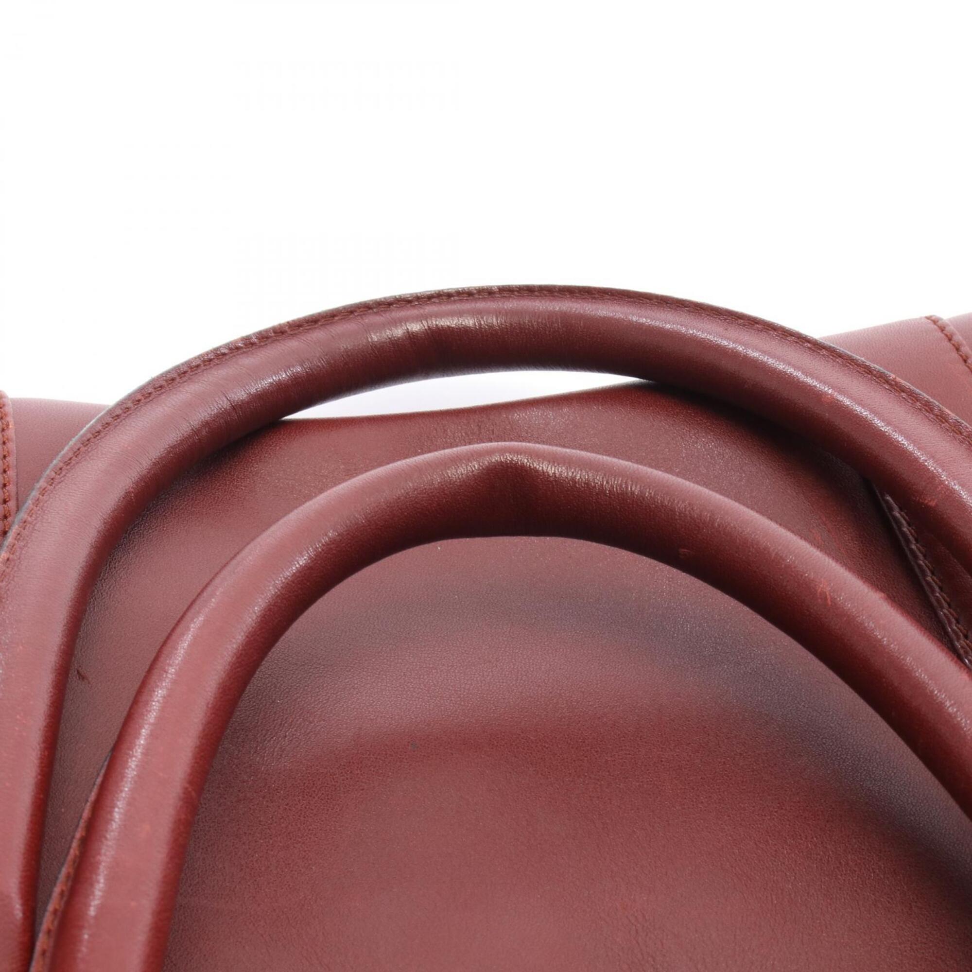 Cartier Bordeaux Leather Boston Bag Handbag (Pre-Owned)