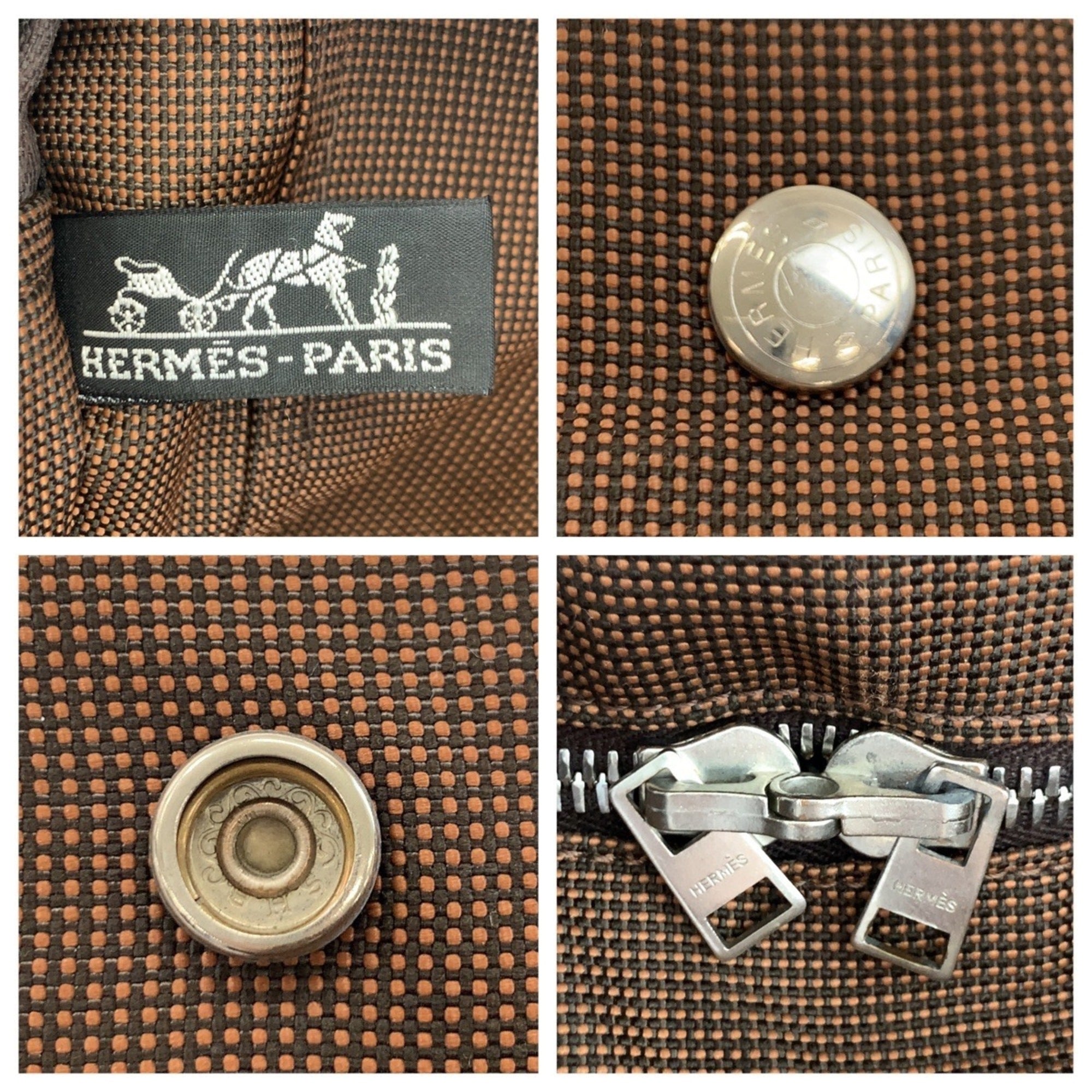Hermes Brown Polyamide Handbag Tote Bag (Pre-Owned)