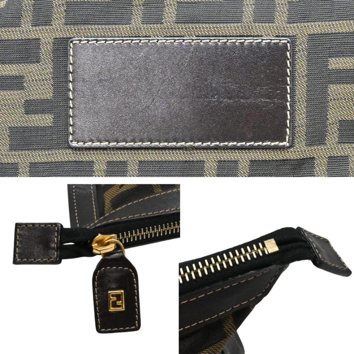Fendi Brown Nylon Leather Clutch Bag (Pre-Owned)