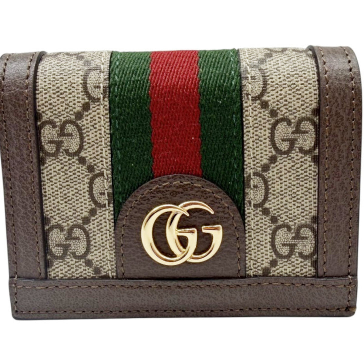 Gucci Beige Brown Leather Gg Canvas Wallet (Bi-Fold) (Pre-Owned)