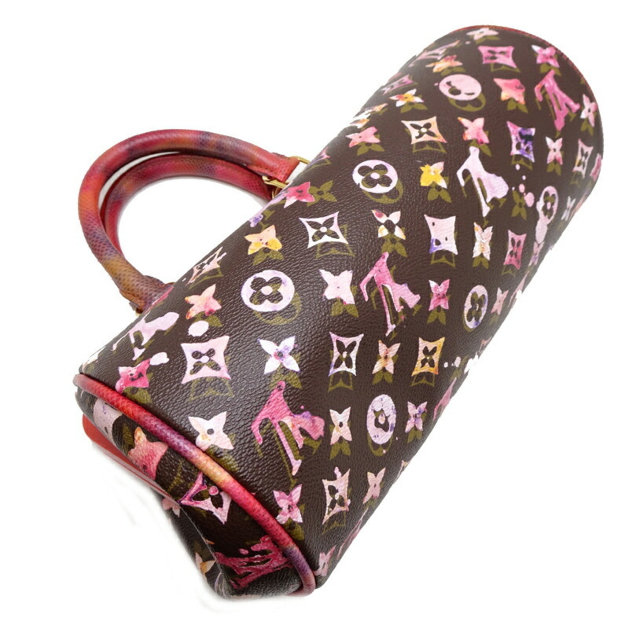 Louis Vuitton Monogram Watercolor Brown Marron Monogram Red Color Monogram Handbag (Pre-Owned)