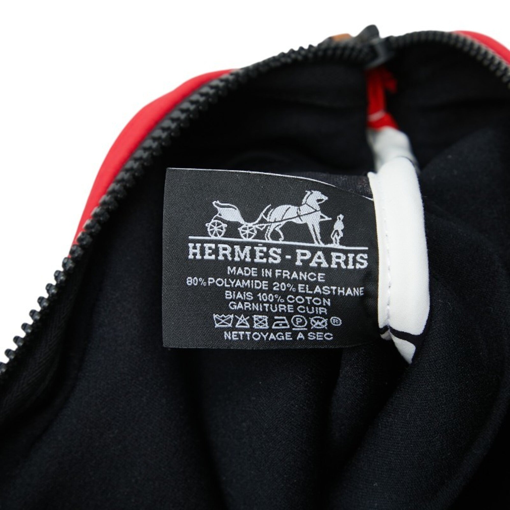 Hermes Red Color White Polyamide Clutch Bag Handbag Pouch (Pre-Owned)