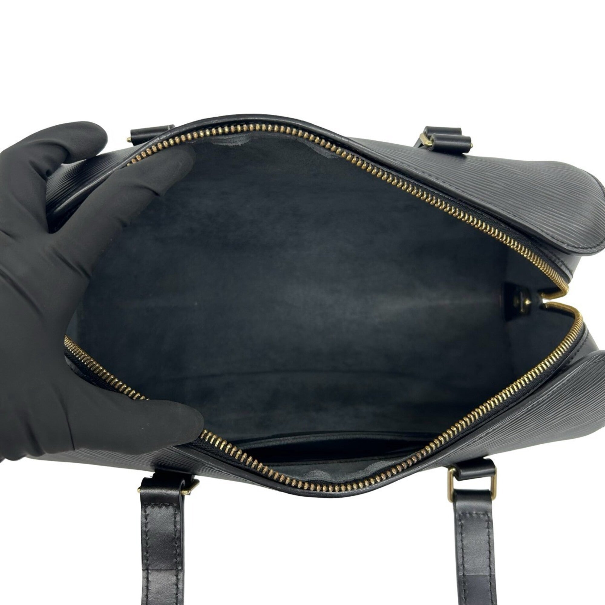 Louis Vuitton Black Leather Boston Bag Handbag (Pre-Owned)
