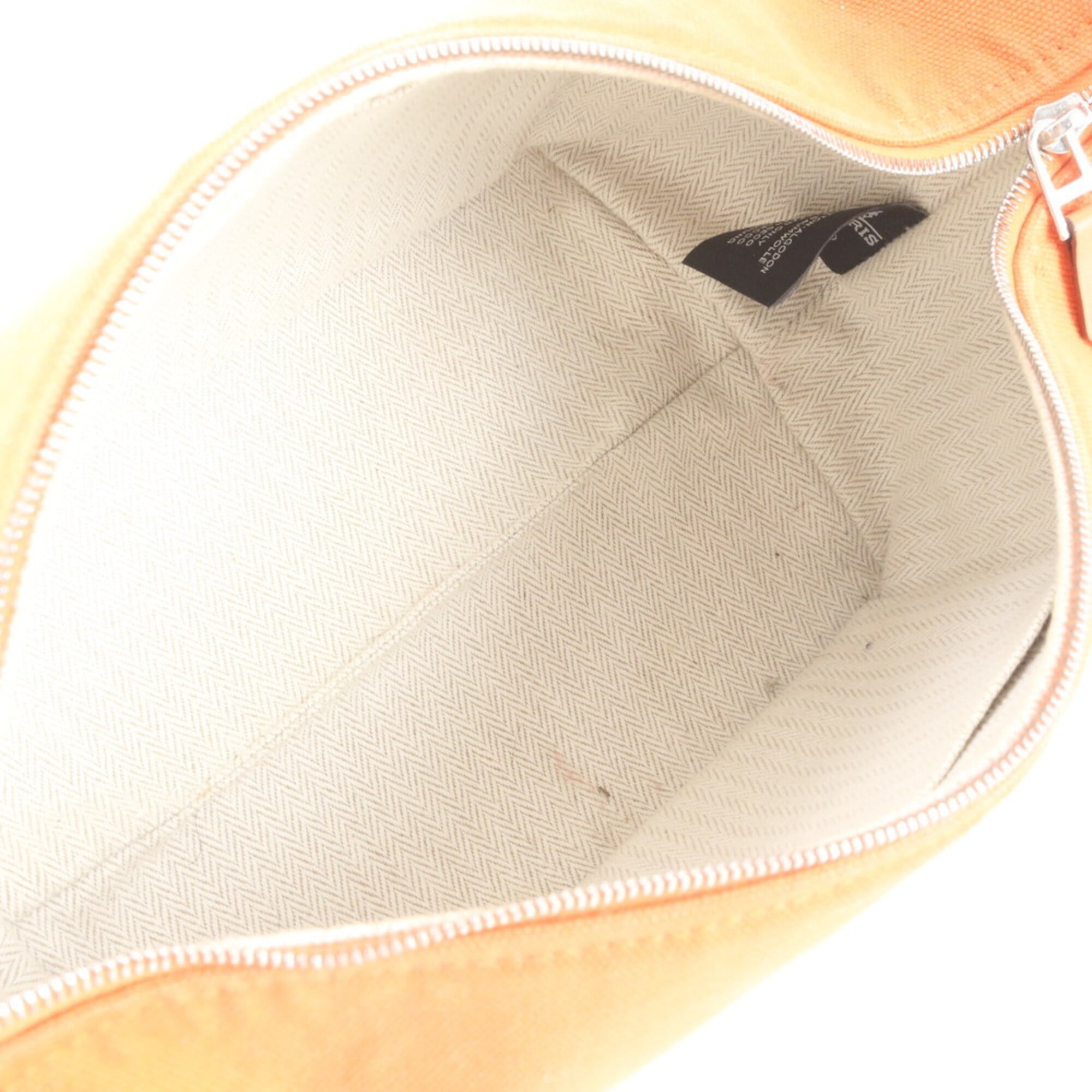 Hermes Orange Red Color Leather Canvas Handbag Pouch (Pre-Owned)