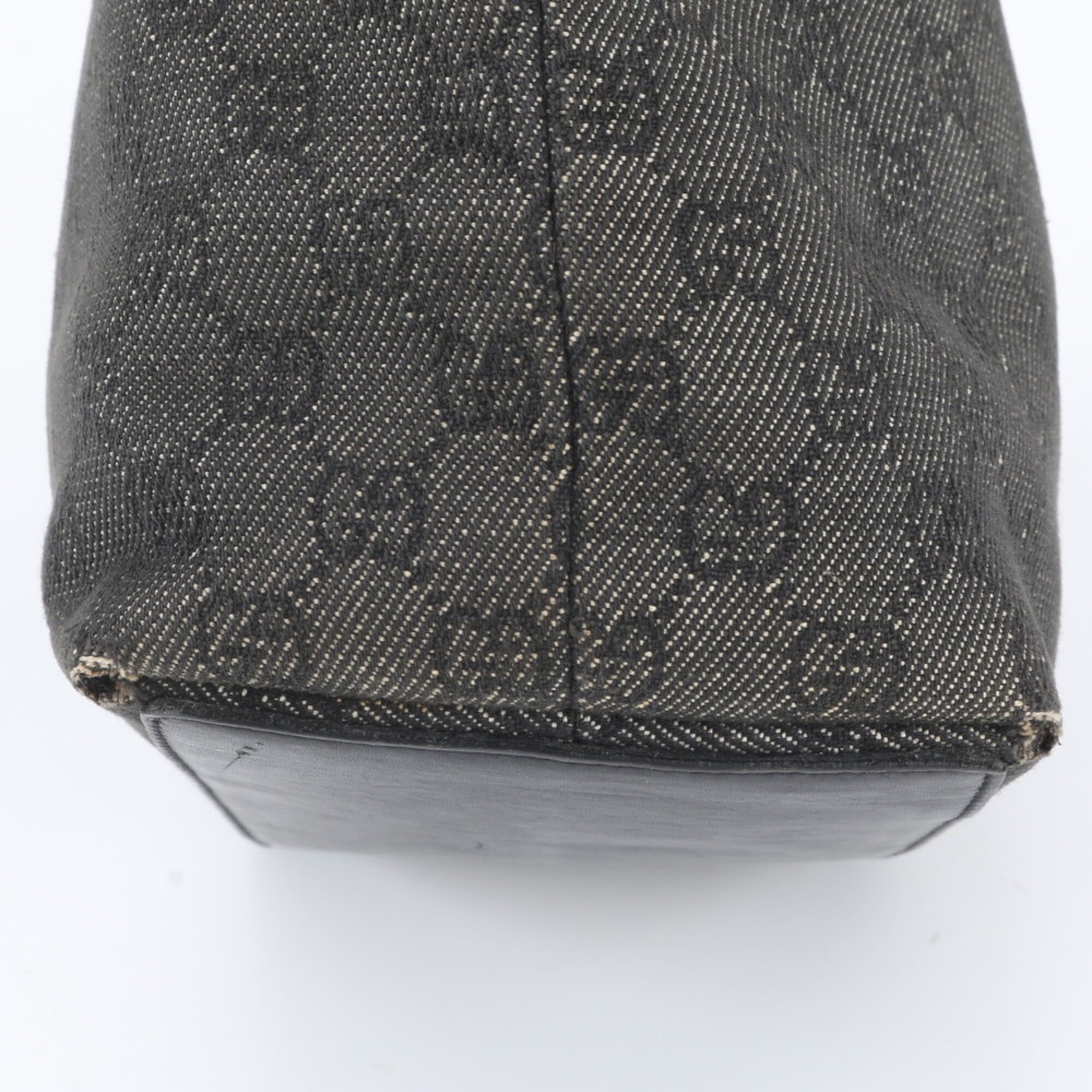 Gucci Black Leather Canvas Handbag Shoulder Bag Tote Bag (Pre-Owned)