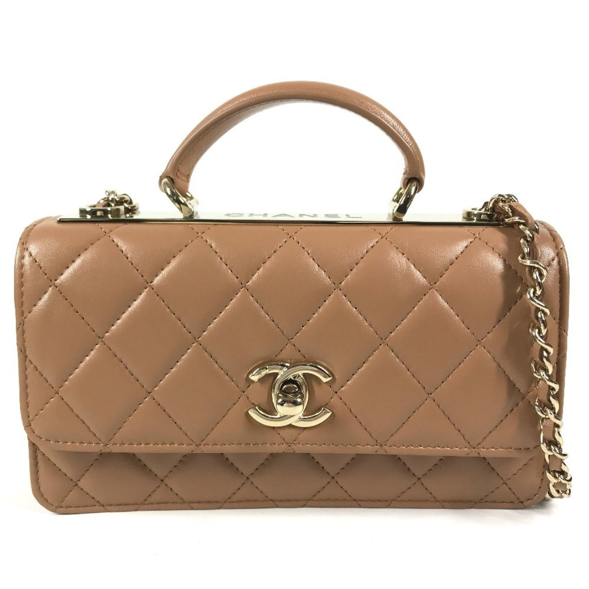 Chanel Light Brown Leather Handbag Shoulder Bag (Pre-Owned)