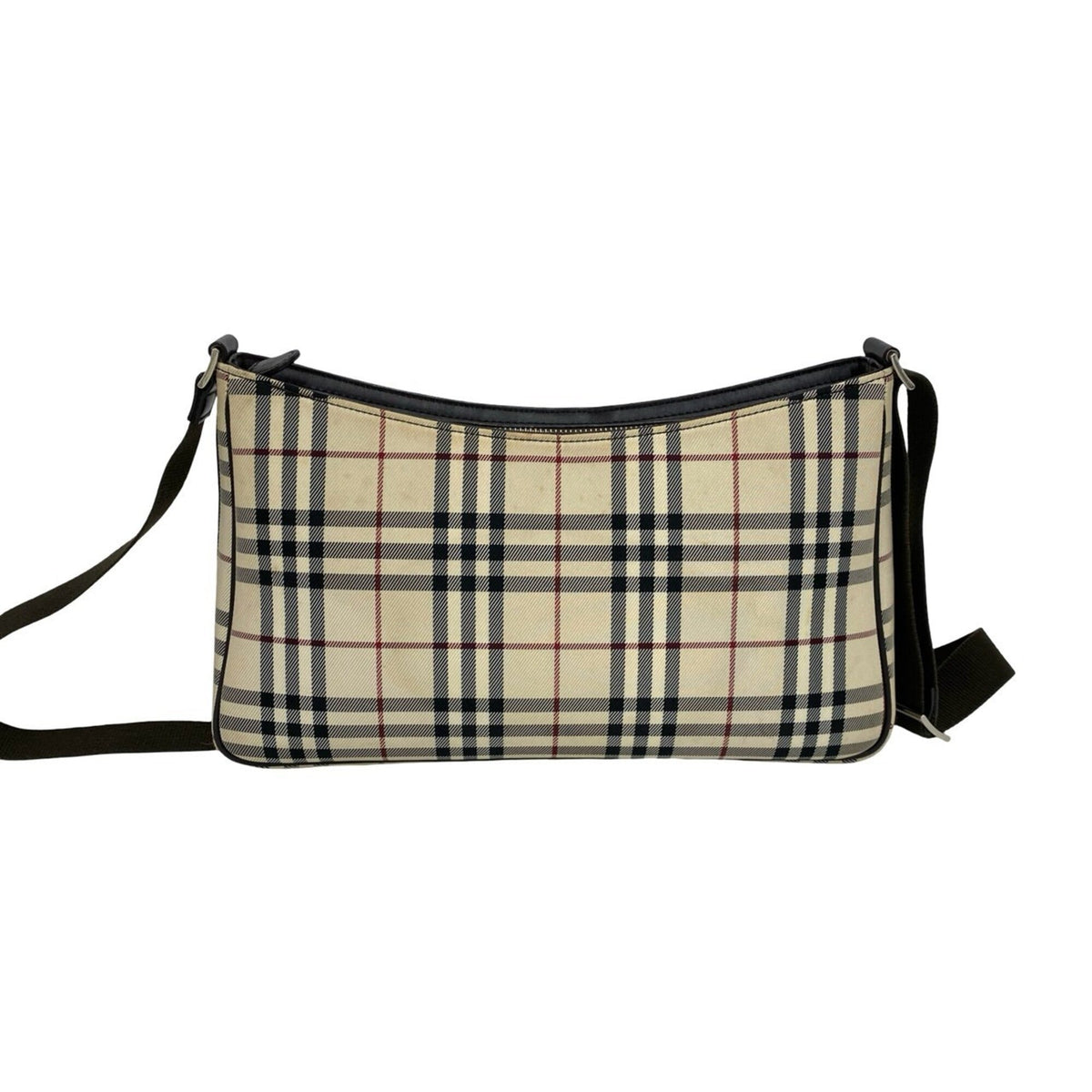 Burberry Beige Brown Canvas Leather Pochette Shoulder Bag (Pre-Owned)