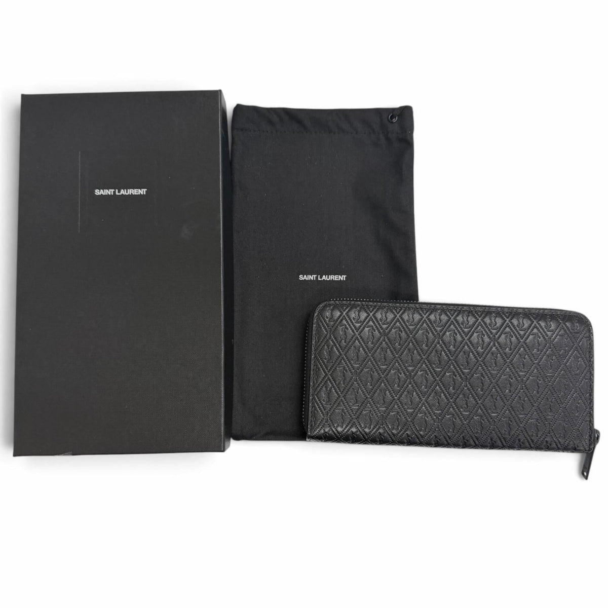 Saint Laurent Black Leather Long Wallet (Bi-Fold) (Pre-Owned)