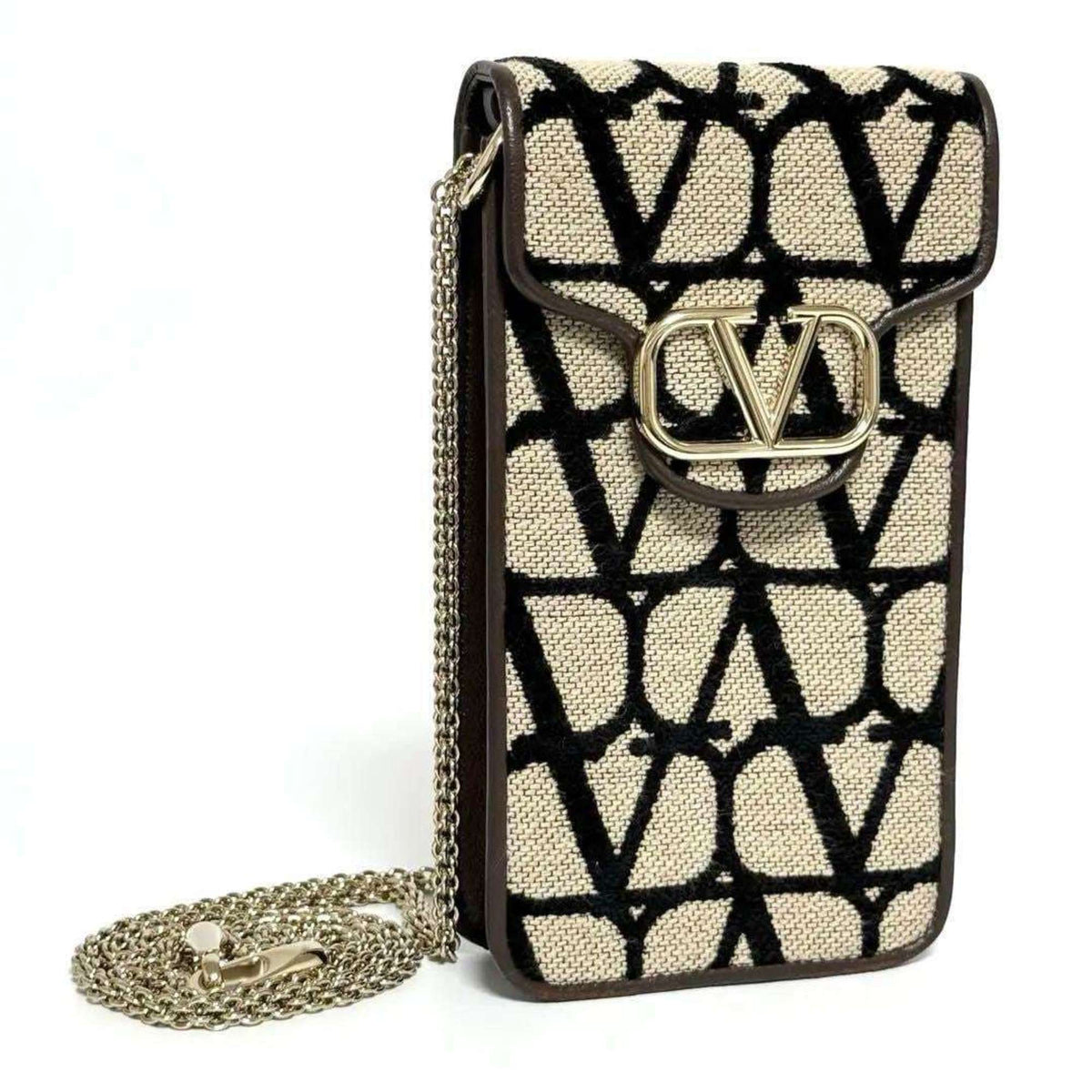 Valentino Leather Canvas Metal Pouch Shoulder Bag (Pre-Owned)