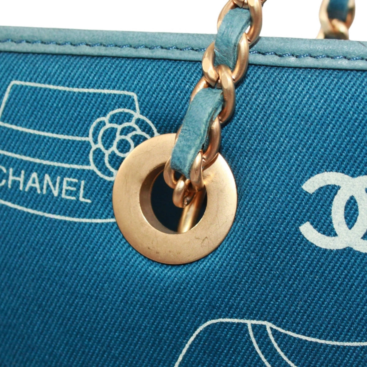 Chanel Blue Canvas Leather Shoulder Bag (Pre-Owned)