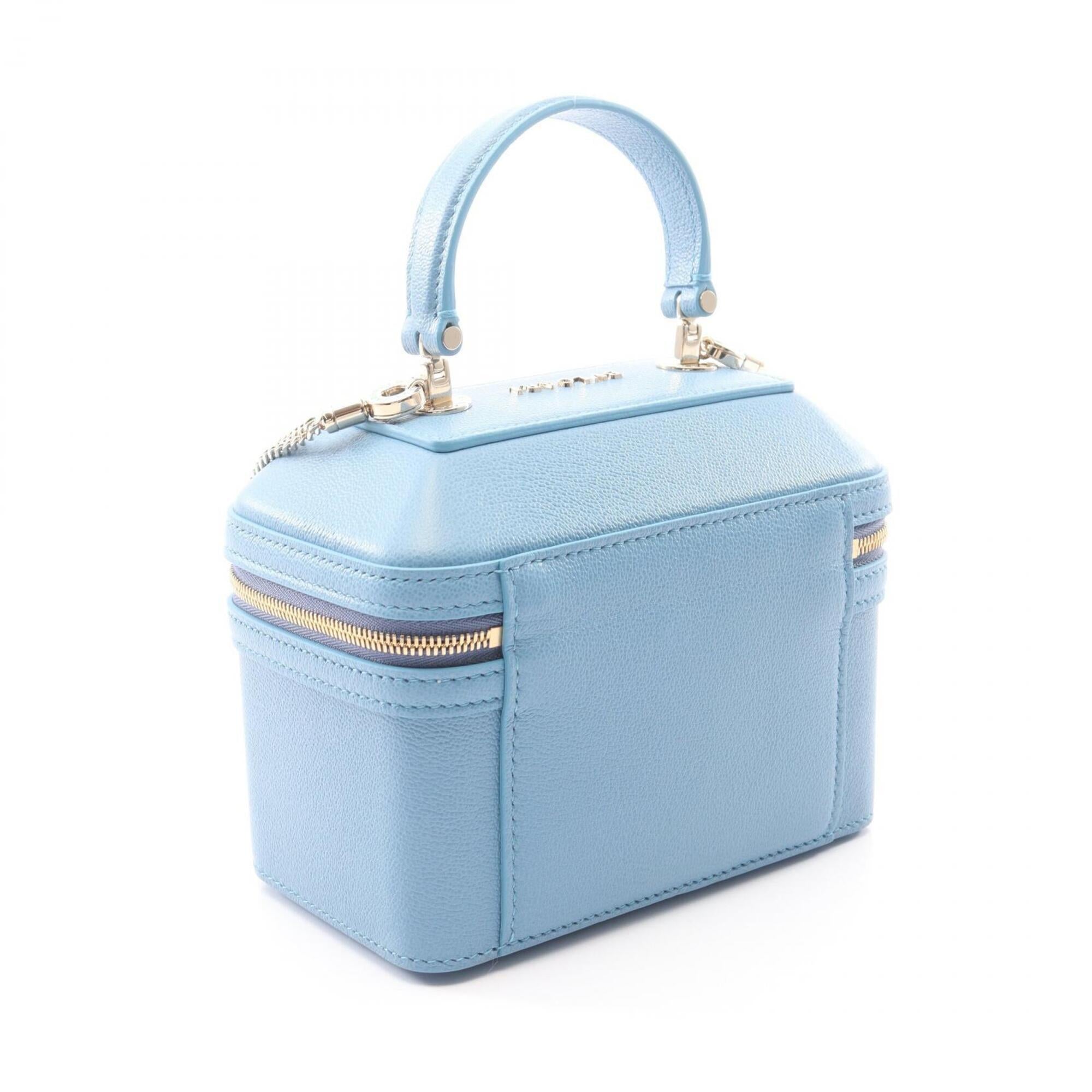 Bvlgari Blue Leather Handbag Vanity Bag (Pre-Owned)