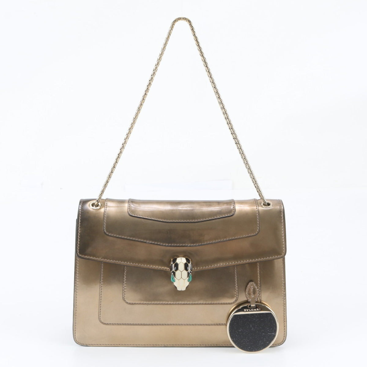 Bvlgari Metallic Bronze Leather Handbag Shoulder Bag (Pre-Owned)