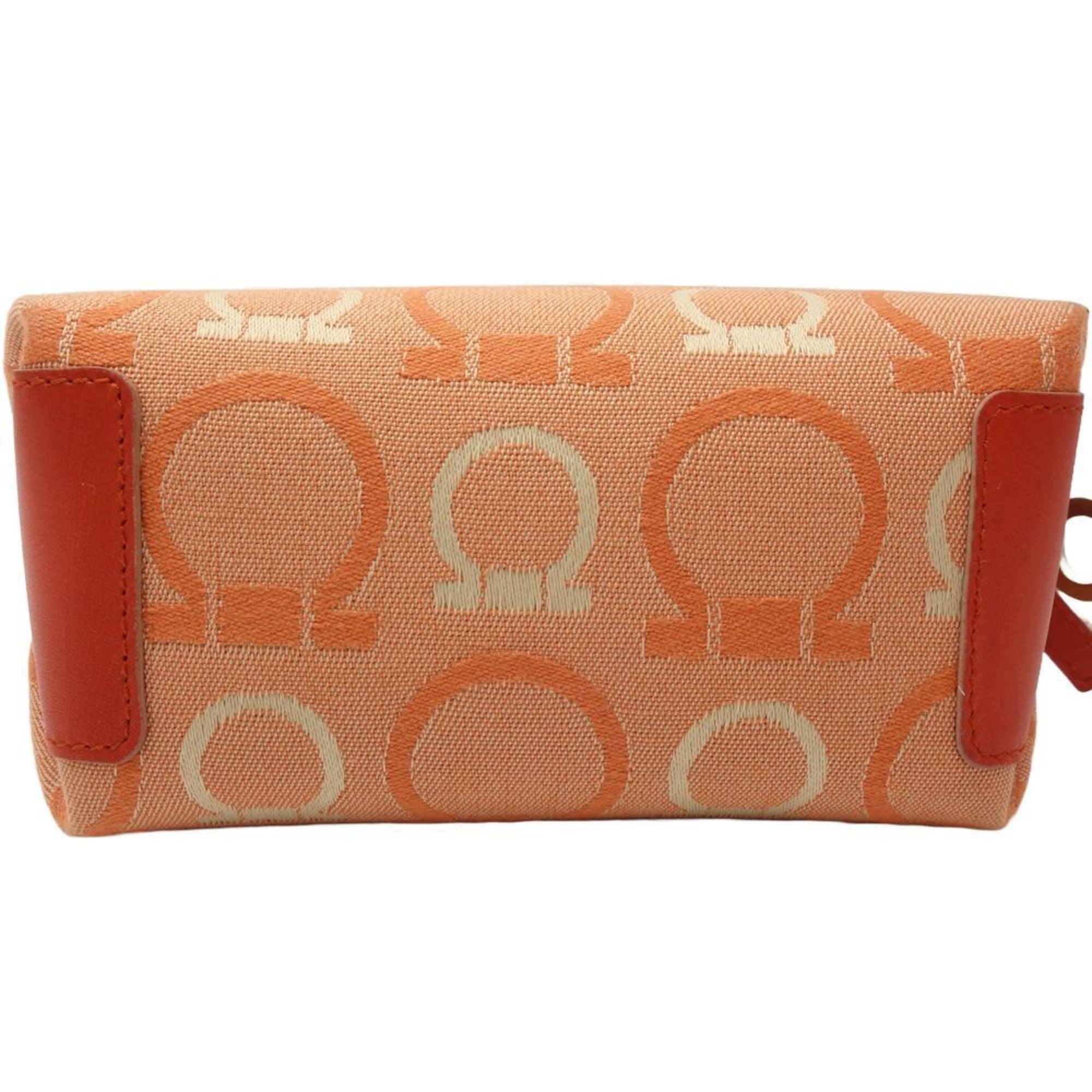 Salvatore Ferragamo Orange Canvas Pouch (Pre-Owned)