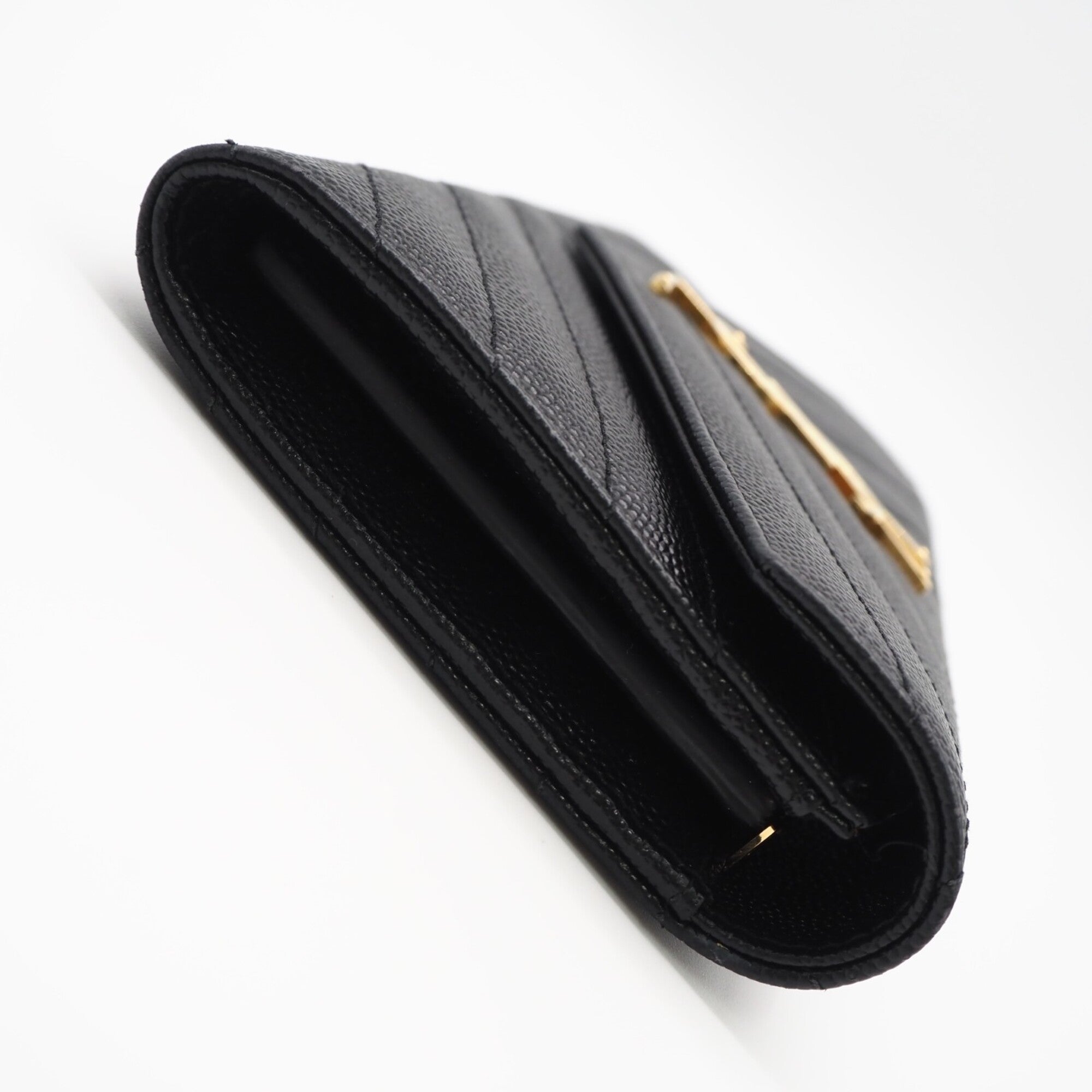 Saint Laurent Black Leather Long Wallet (Bi-Fold) (Pre-Owned)