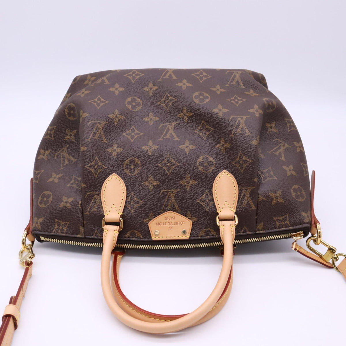 Louis Vuitton Monogram Beige Brown Coated Canvas Leather Handbag Shoulder Bag (Pre-Owned)