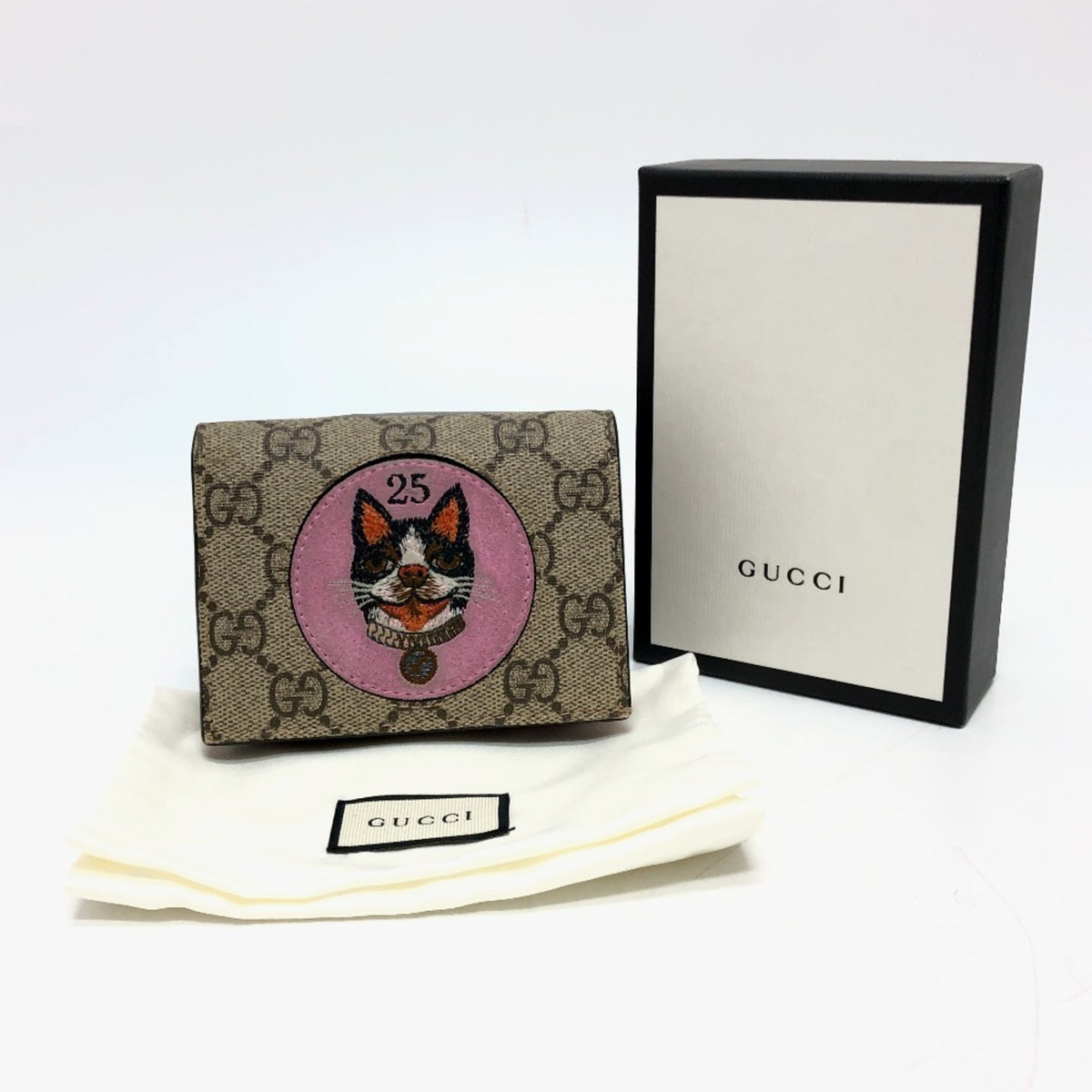 Gucci Beige Red Color Gg Supreme Canvas Wallet (Bi-Fold) (Pre-Owned)