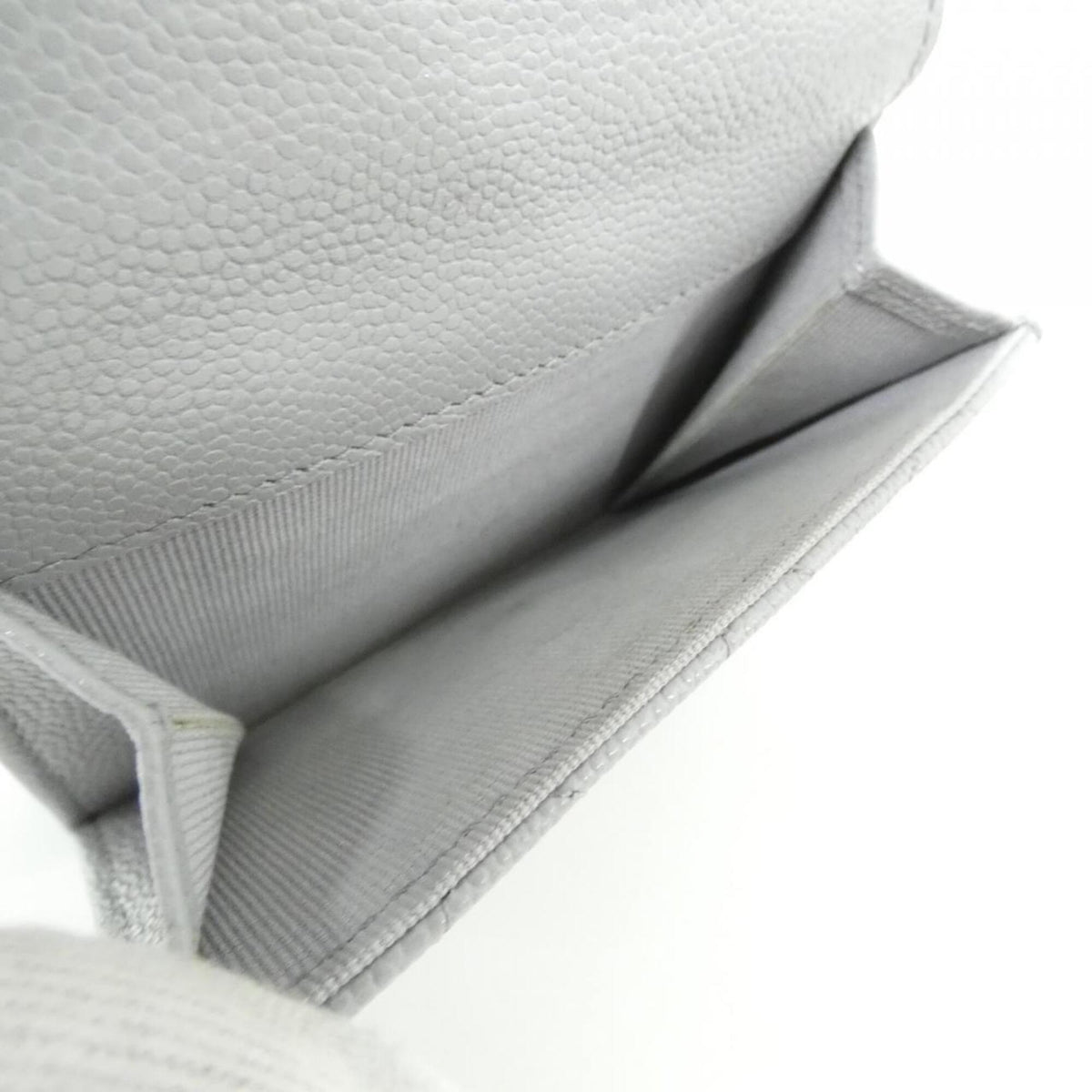 Chanel Gray Grained Calfskin Wallet (Tri-Fold) (Pre-Owned)
