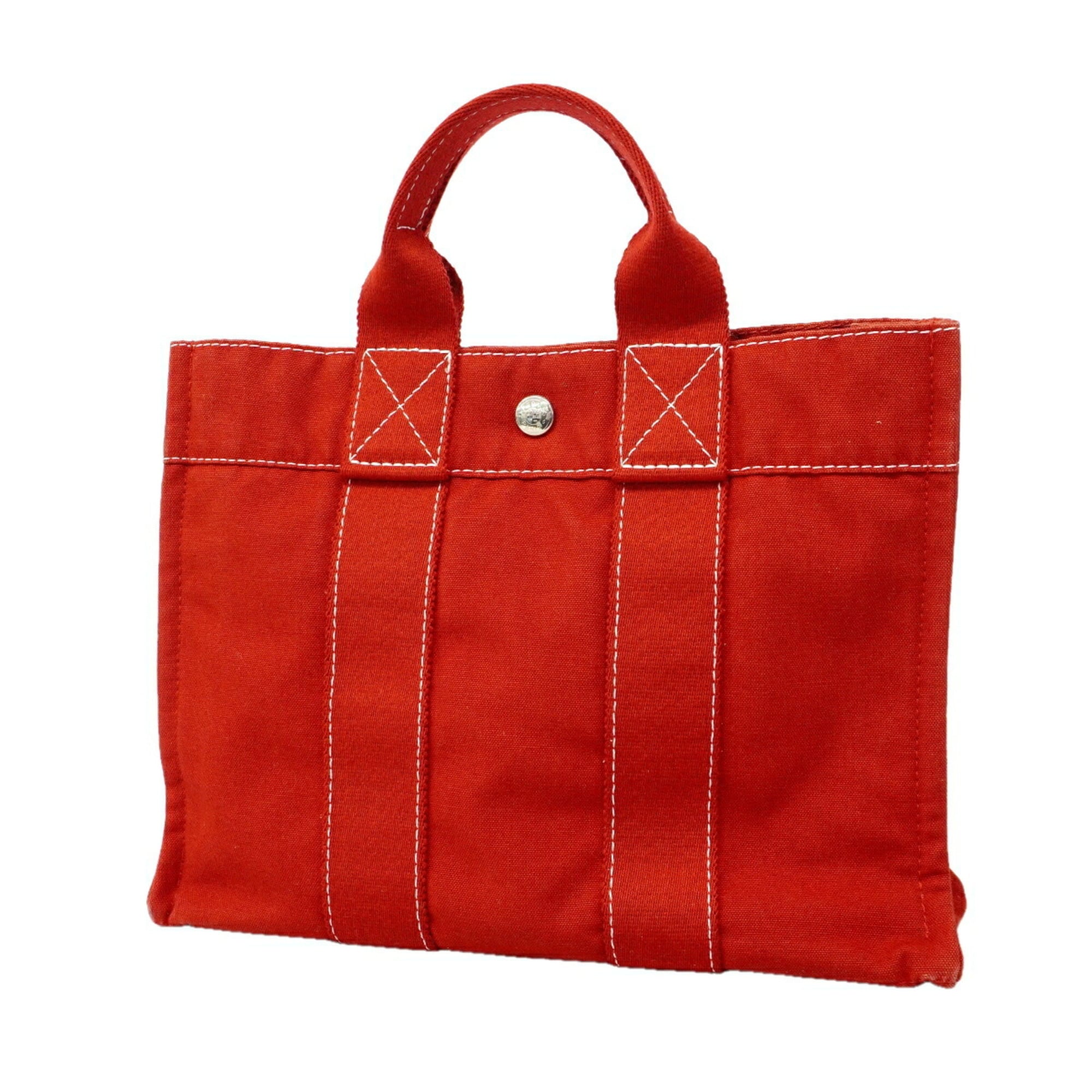 Hermes Red Color Canvas Tote Bag (Pre-Owned)