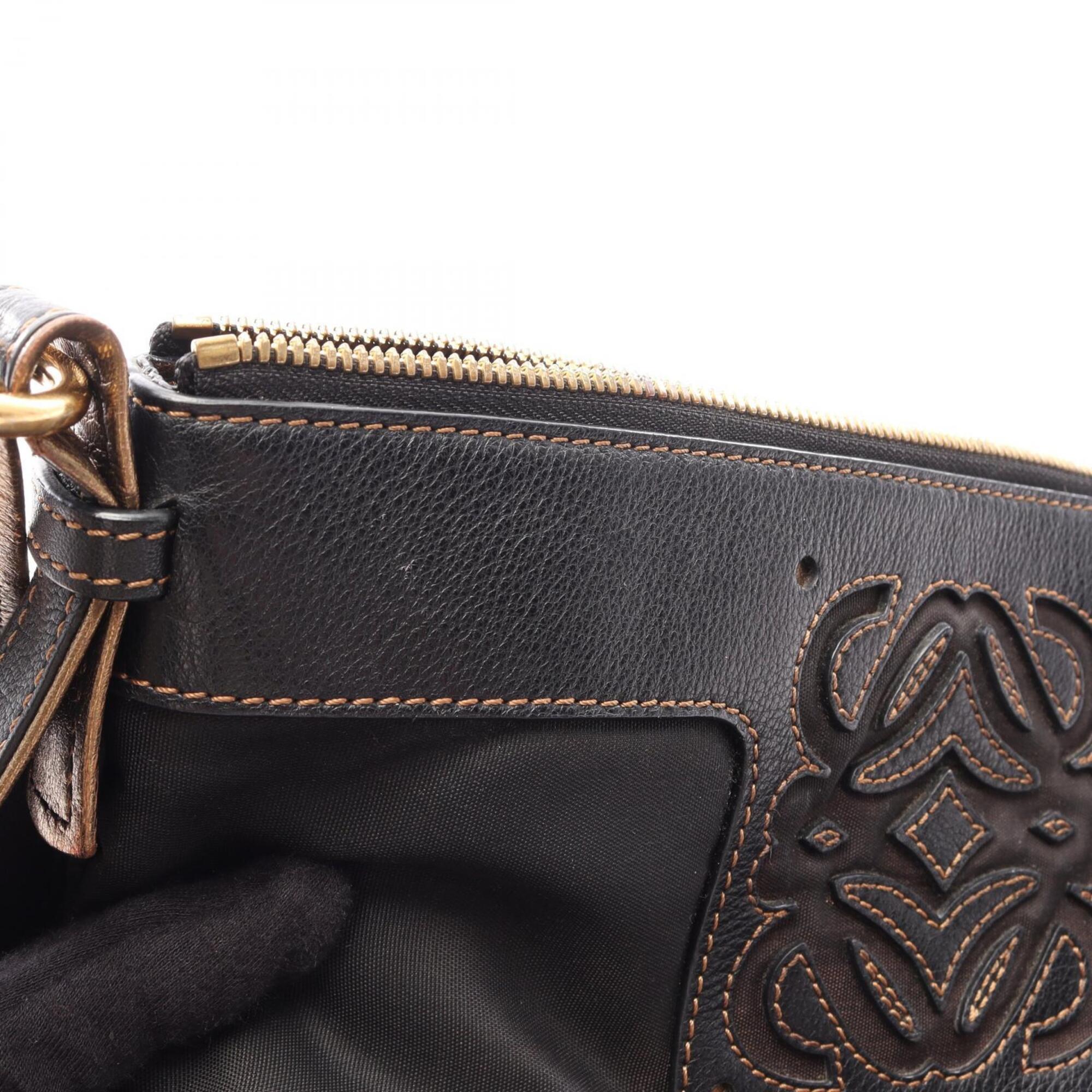 Loewe Black Nylon Leather Handbag Shoulder Bag (Pre-Owned)