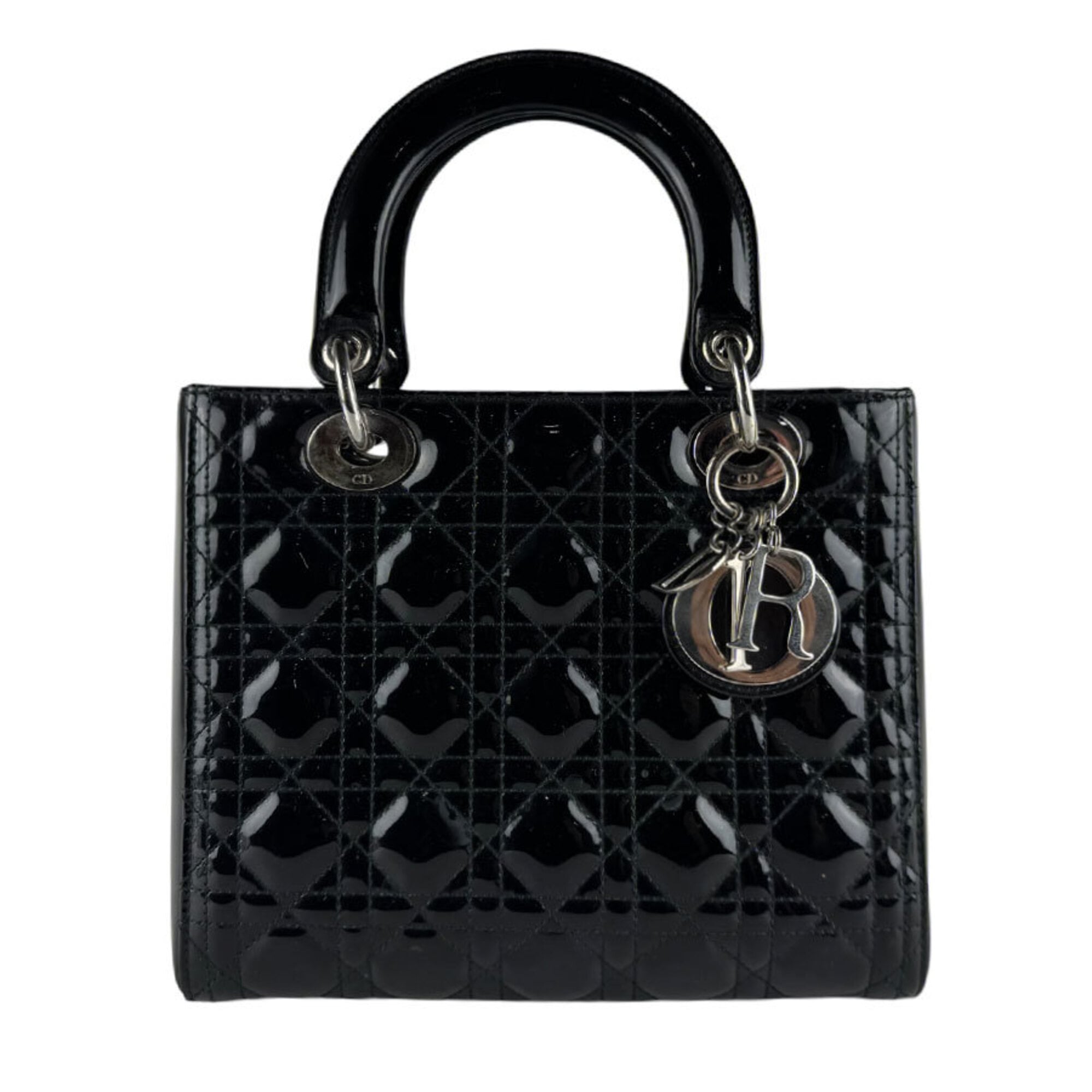 Christian Dior Black Patent Leather Handbag Shoulder Bag (Pre-Owned)