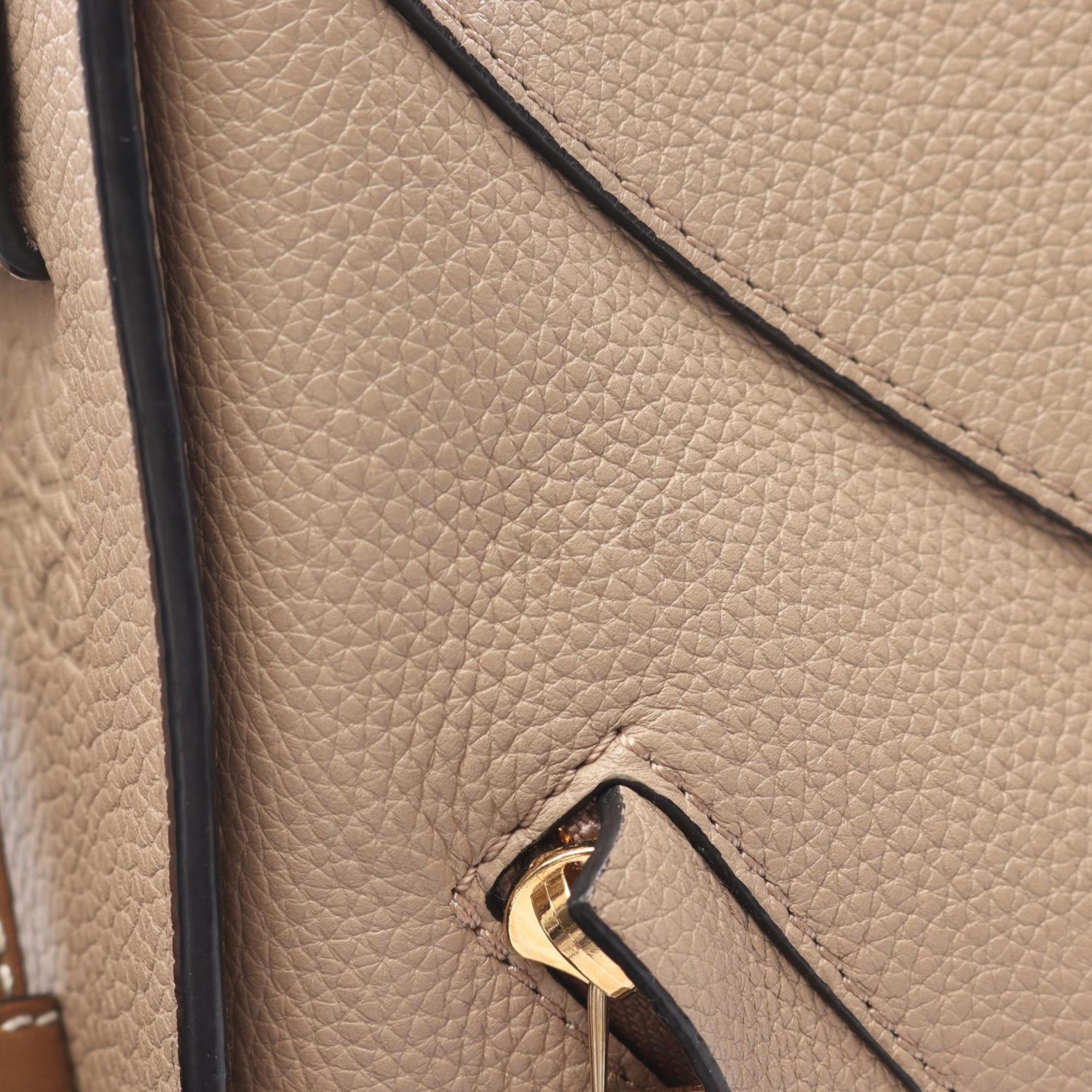 Loewe Beige Brown Leather Handbag (Pre-Owned)
