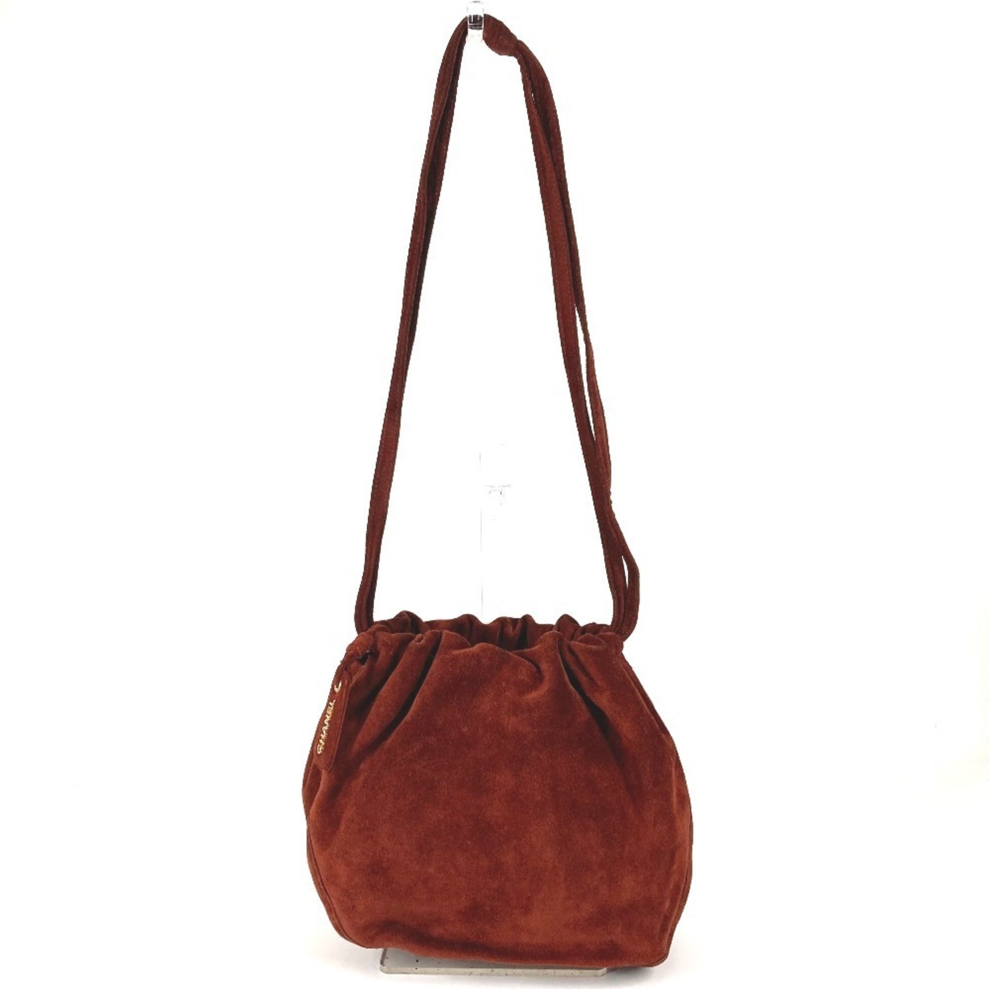 Chanel Red Color Suede Handbag Shoulder Bag (Pre-Owned)
