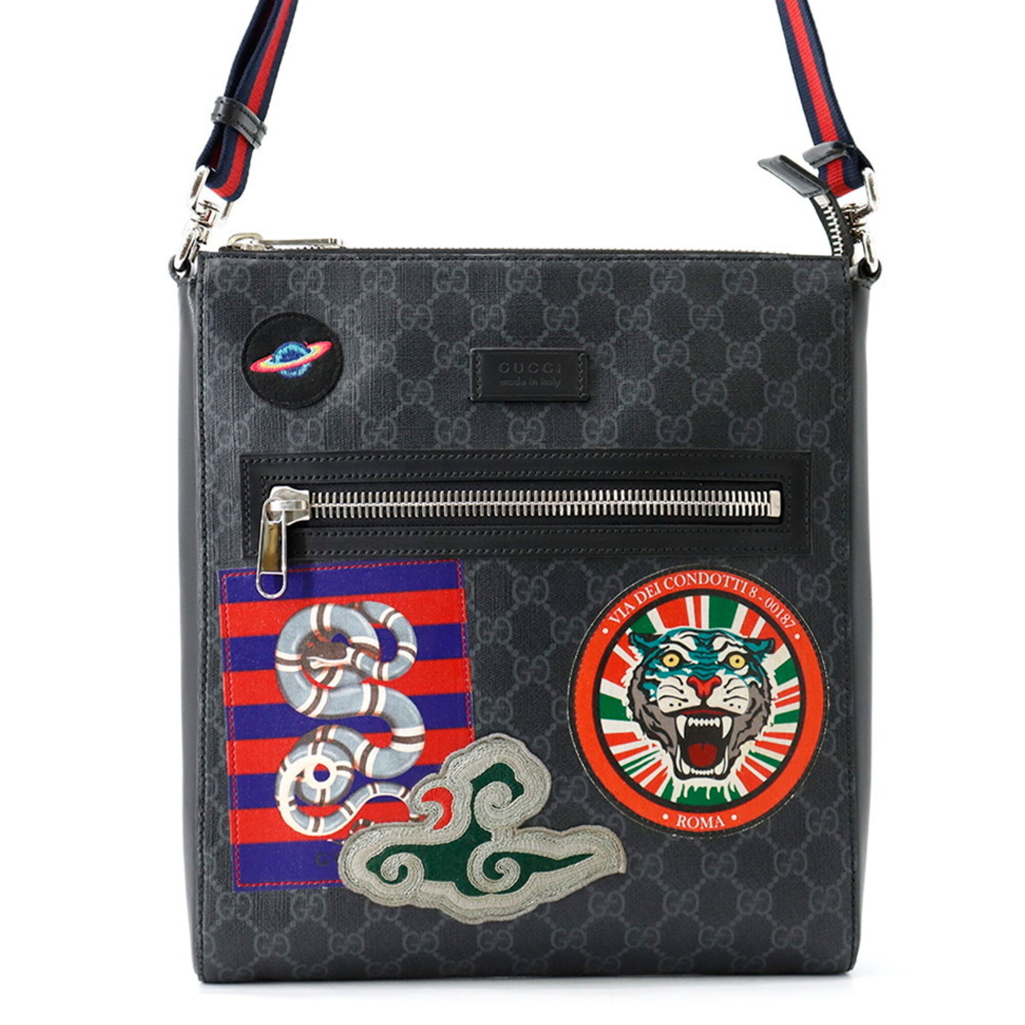 Gucci Black Blue Red Color Pvc Leather Messenger Bag Shoulder Bag (Pre-Owned)