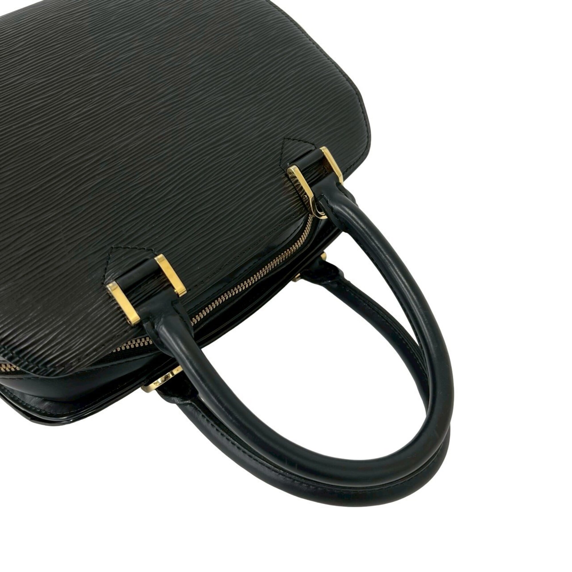 Louis Vuitton Black Leather Boston Bag Handbag (Pre-Owned)