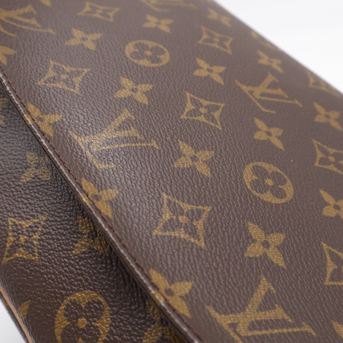 Louis Vuitton Beige Brown Coated Canvas Leather Shoulder Bag (Pre-Owned)