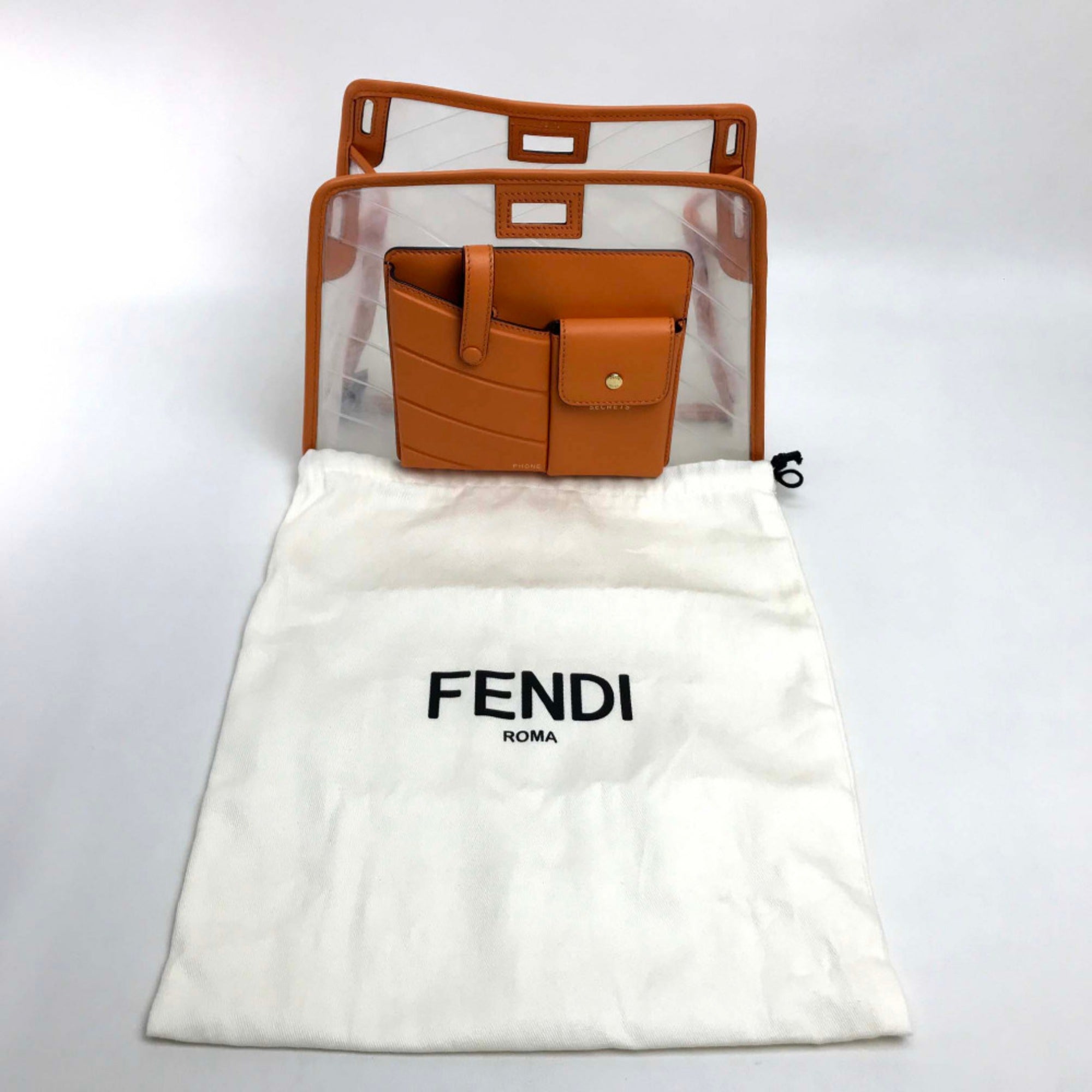 Fendi Peekaboo Clear Orange Vinyl Leather Handbag (Pre-Owned)