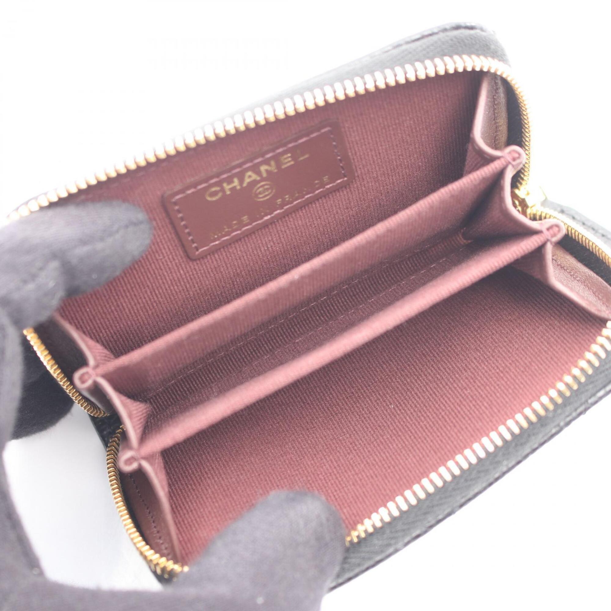 Chanel Black Leather Coin Purse/Coin Case (Pre-Owned)
