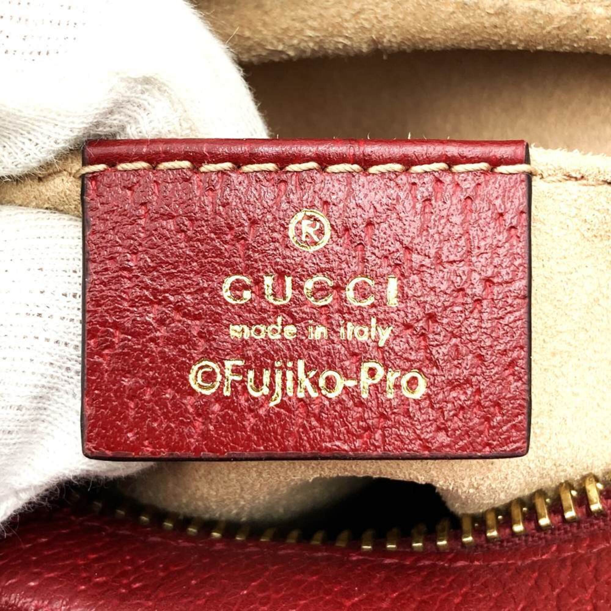 Gucci Brown Red Color Micro Gg Leather Shoulder Bag (Pre-Owned)