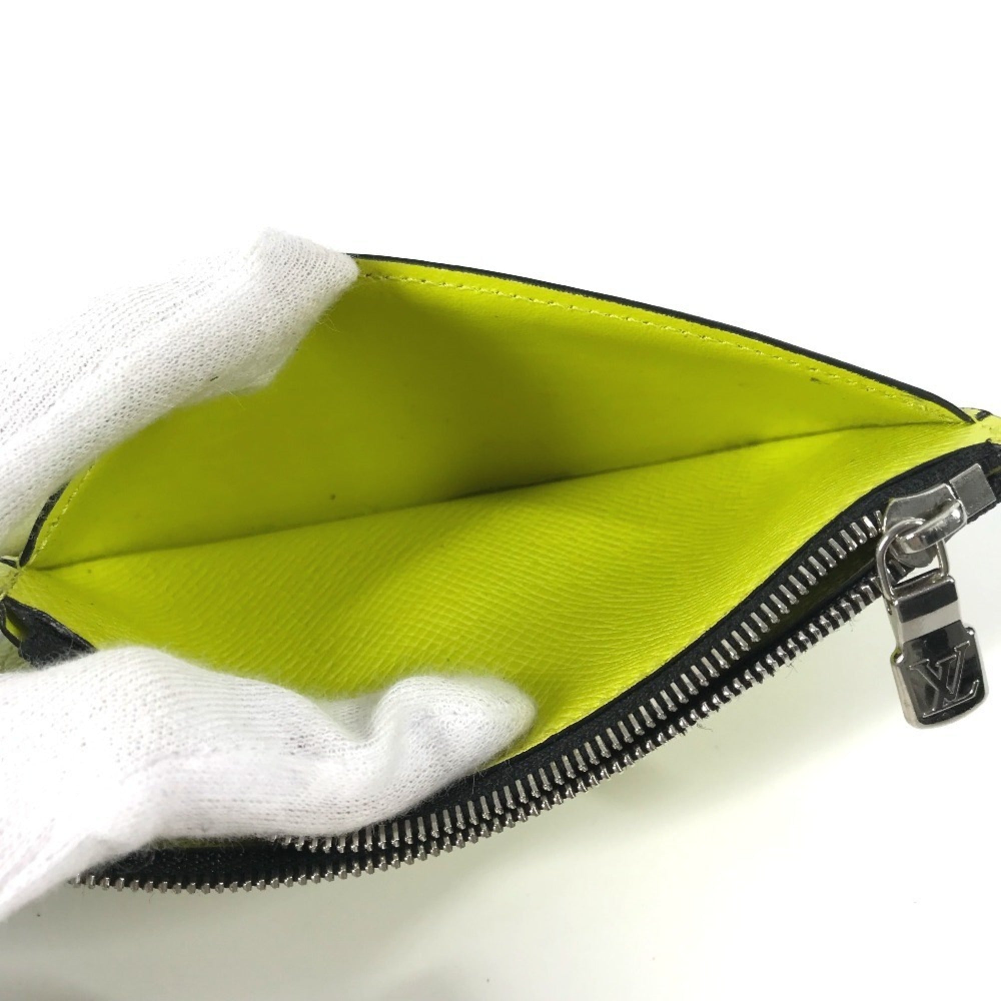 Louis Vuitton Taiga Yellow Taiga Leather Monogram Coin Purse/Coin Case (Pre-Owned)