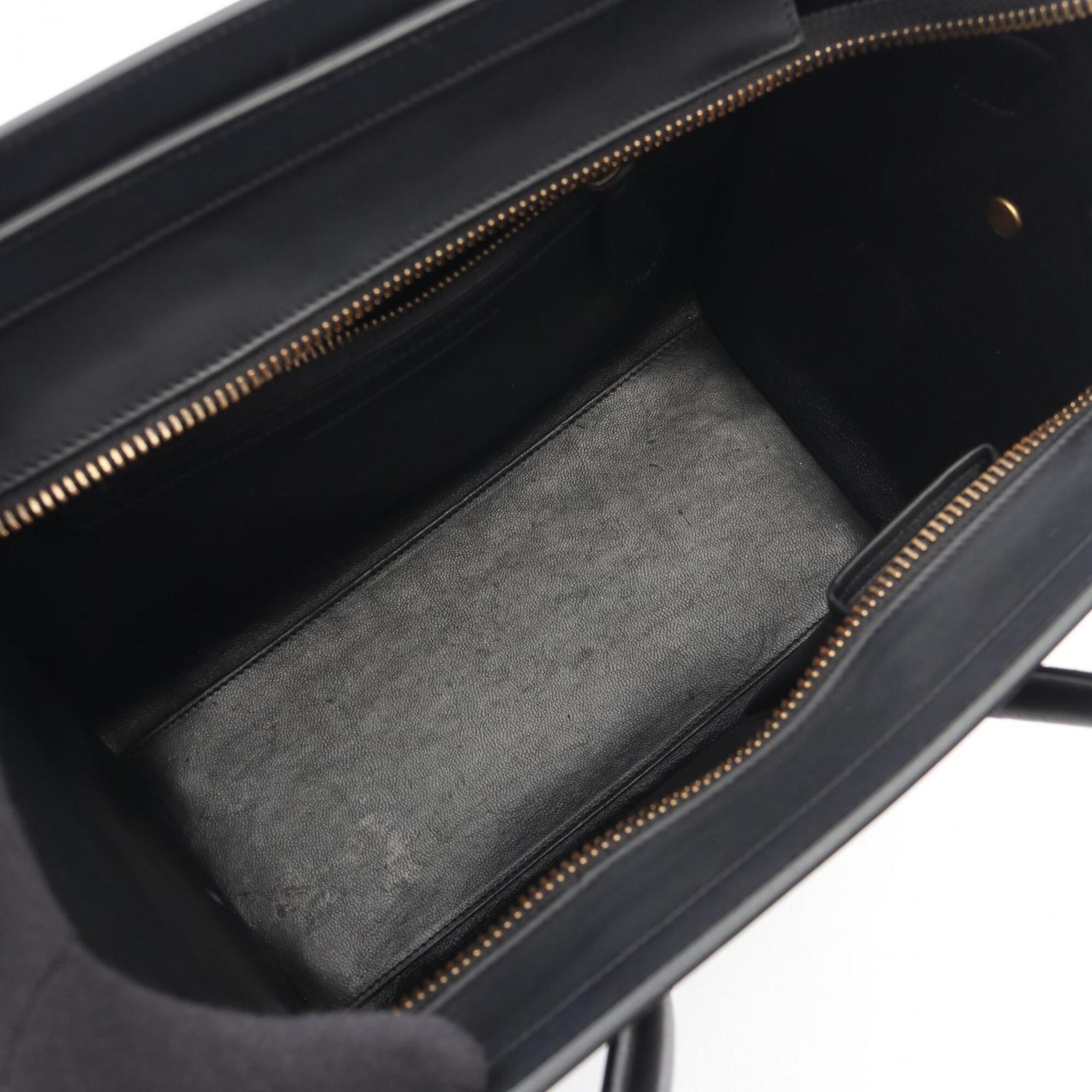 Celine Black Gray Yellow Leather Suede Handbag Tote Bag (Pre-Owned)
