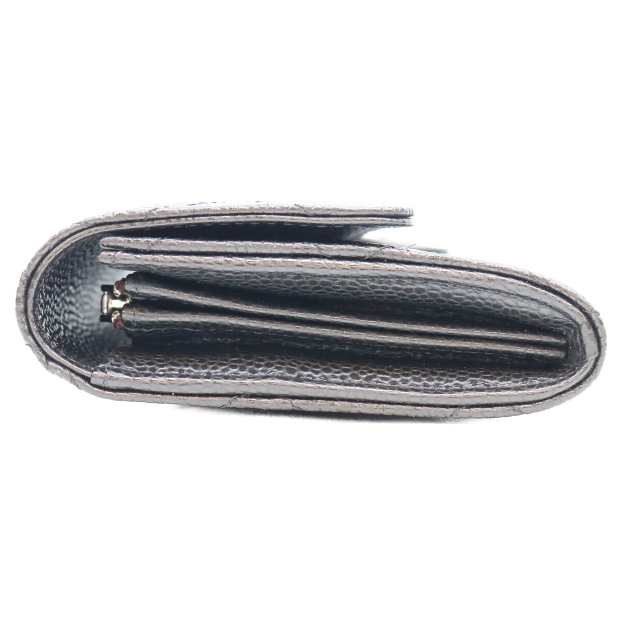 Chanel Black Grained Calfskin Long Wallet (Bi-Fold) (Pre-Owned)