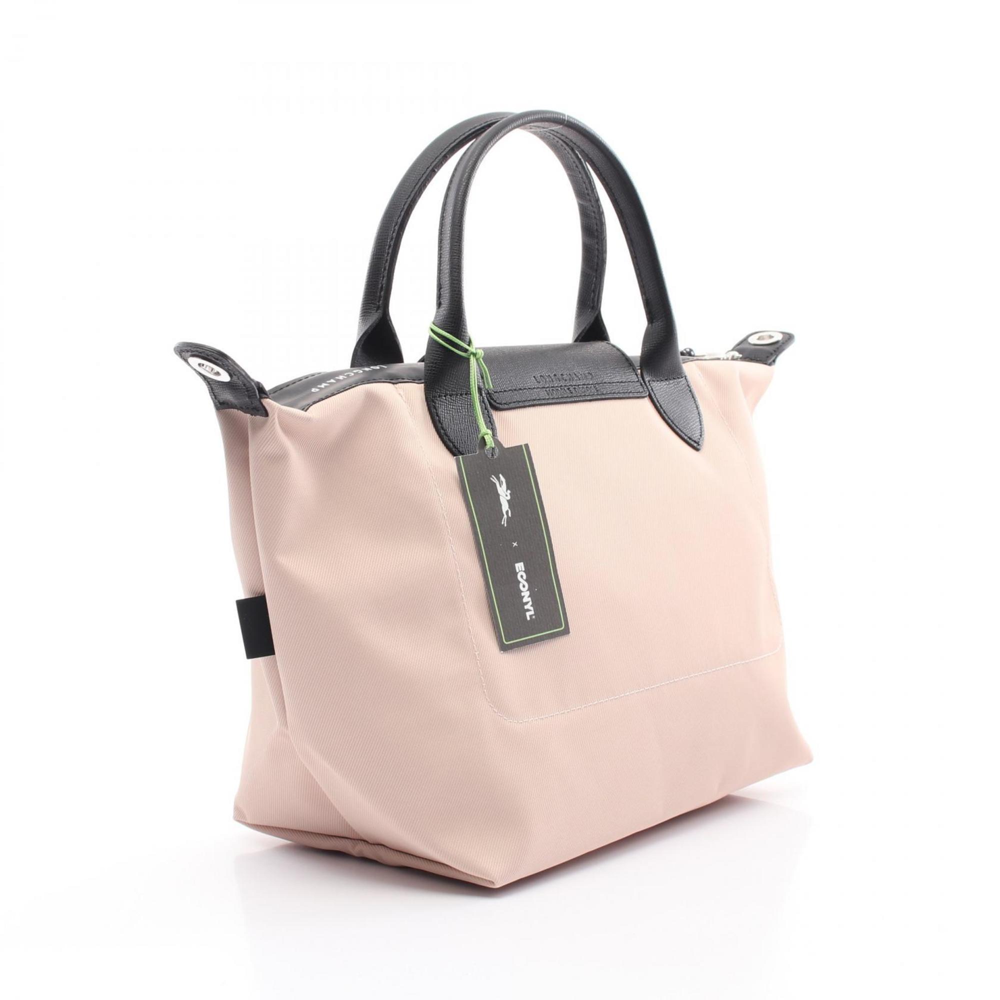Longchamp Black Pink Canvas Leather Tote Bag (Pre-Owned)