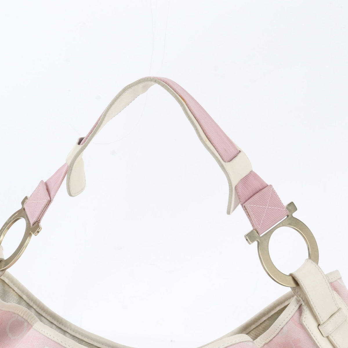 Salvatore Ferragamo Pink Leather Canvas Handbag Shoulder Bag (Pre-Owned)